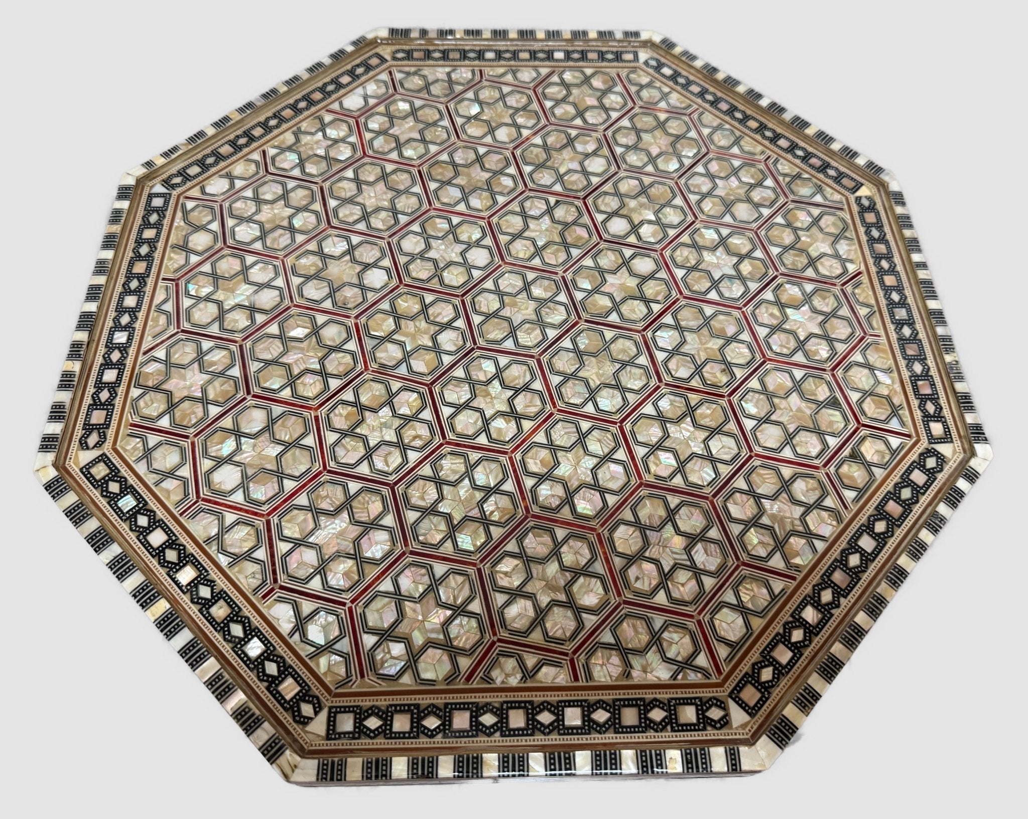 Handmade Mother of Pearl Inlay Round Side Table – 18” Wood Accent Table – Luxury Egyptian Artisan Furniture (Copy) - Laila Hand Made Gifts