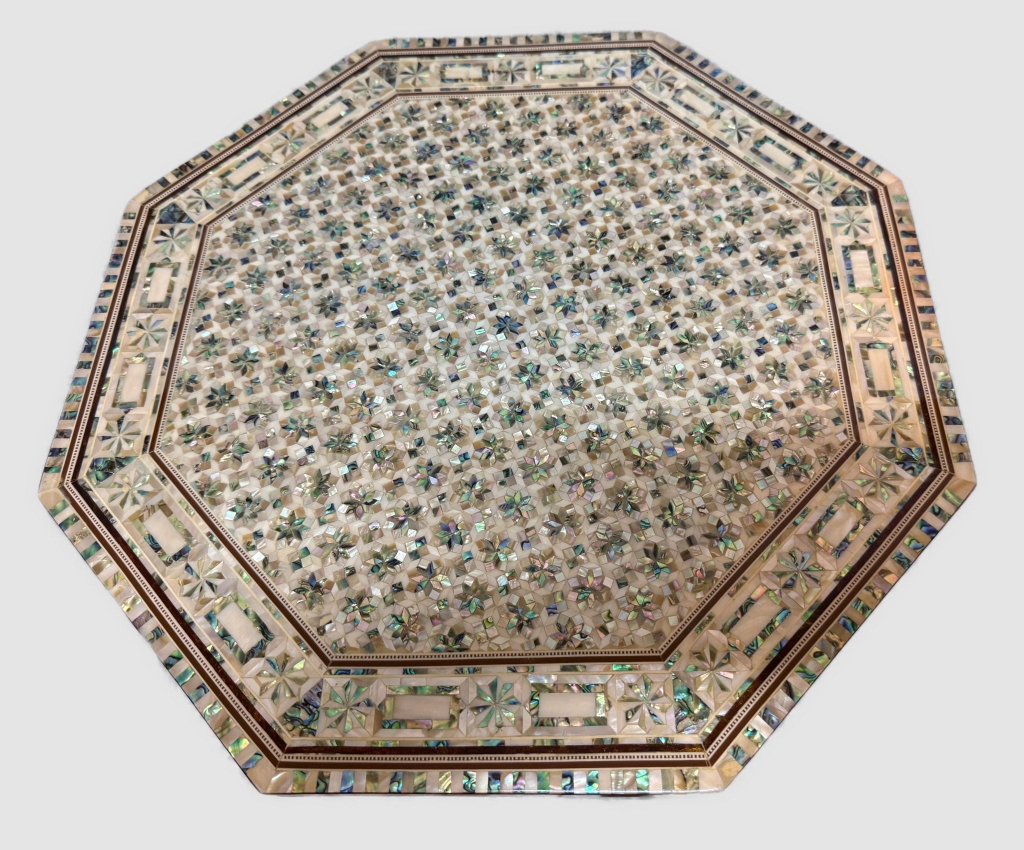 Handmade Wooden End Table Carving Wood Table Home Decor Mother of Pearl Inlay - Laila Hand Made Gifts