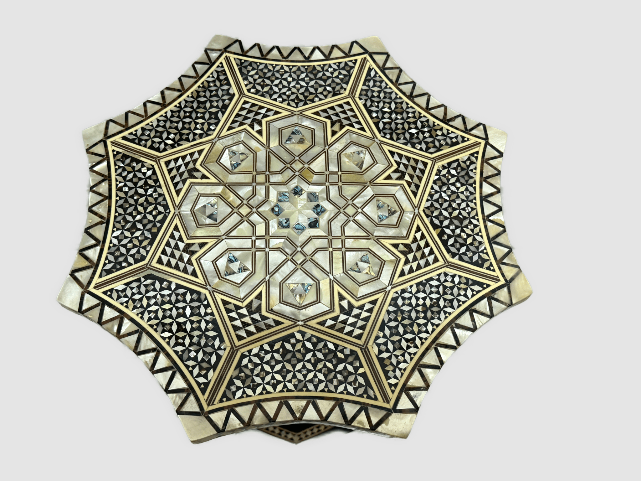 Handmade End Table Carving Wooden Table Home Decor Mother of Pearl Inlay - Laila Hand Made Gifts