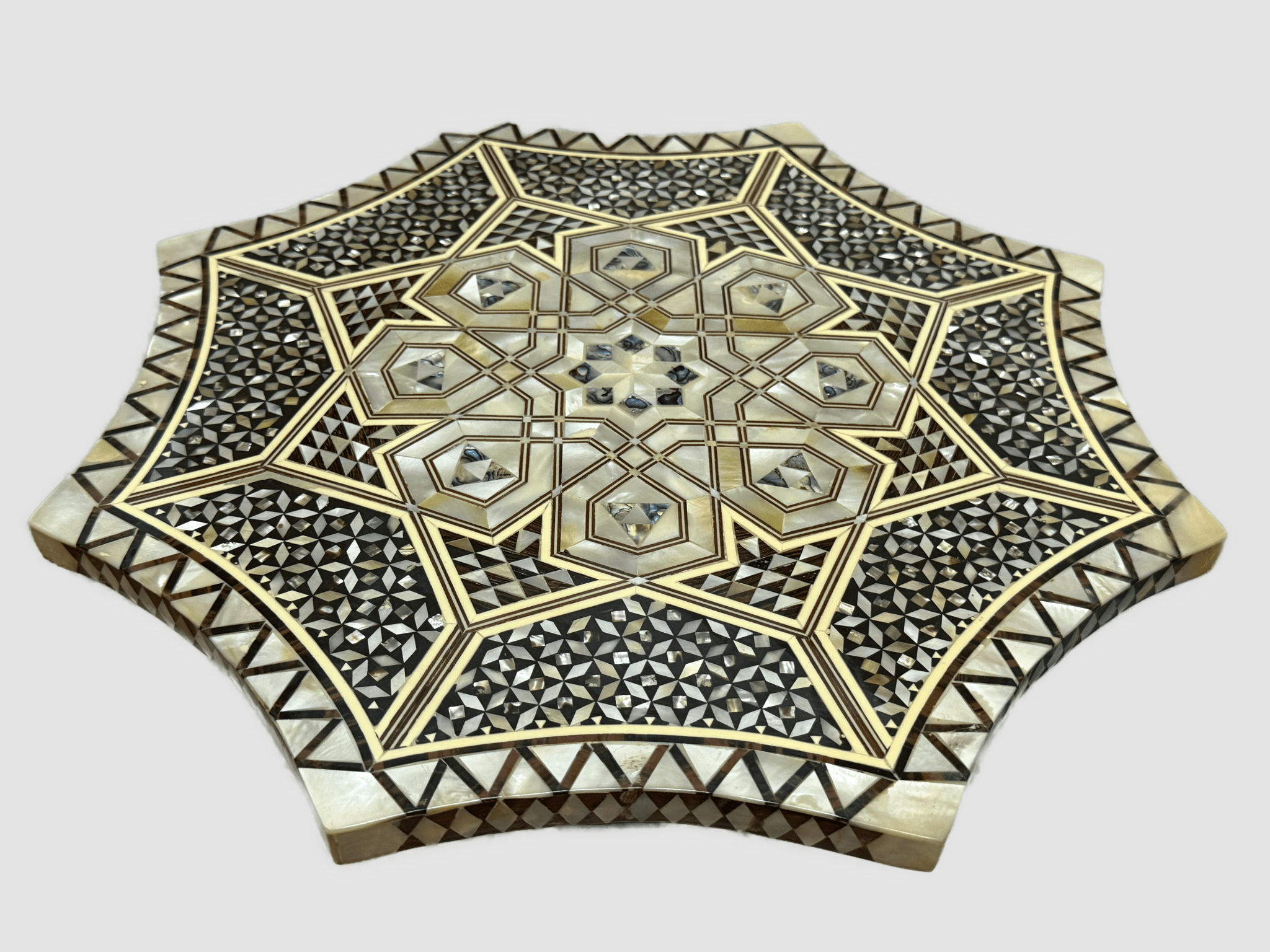 Handmade End Table Carving Wooden Table Home Decor Mother of Pearl Inlay - Laila Hand Made Gifts