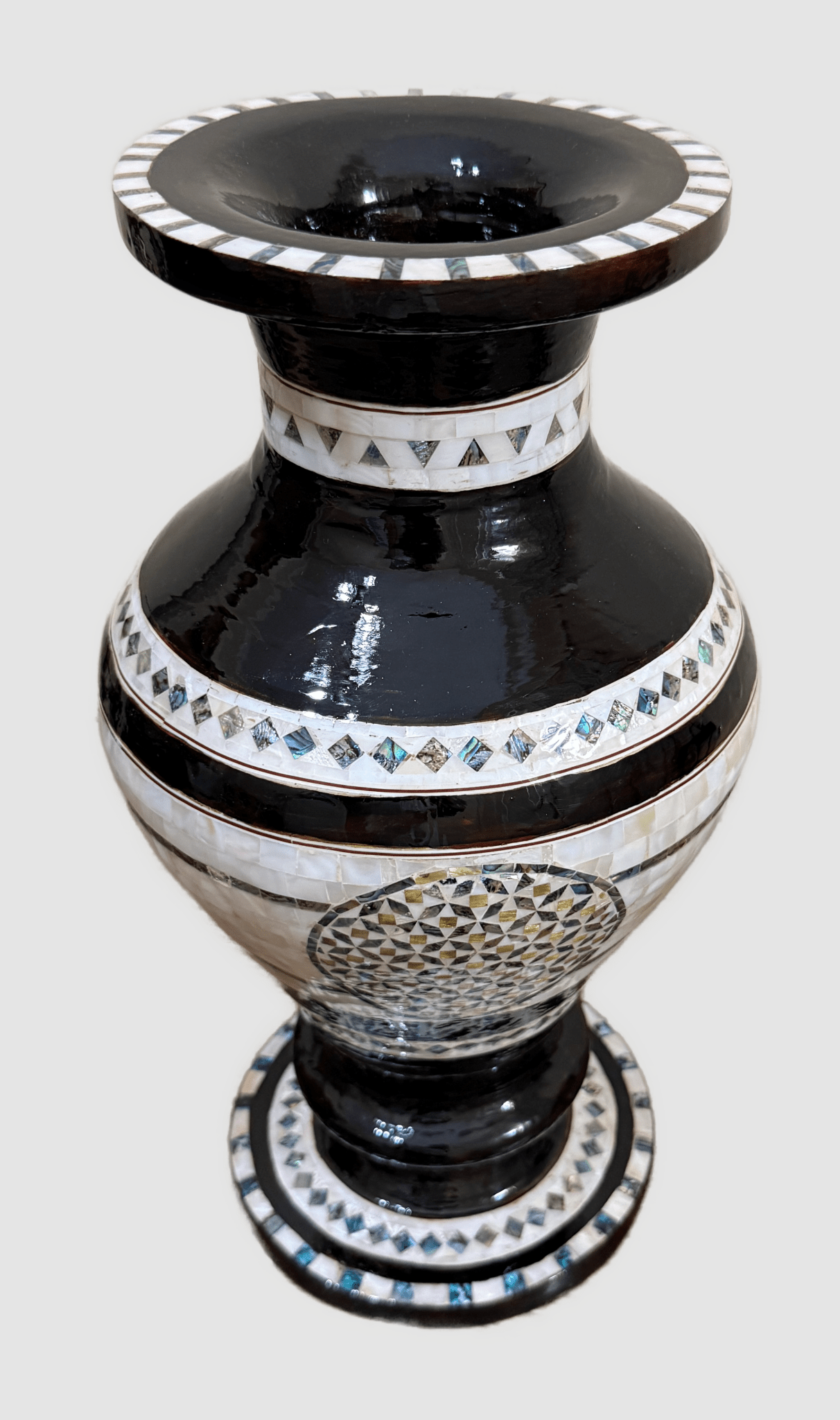 Handmade Mother of Pearl Inlay Vase Egyptian Mosaic Art Decor - Laila Hand Made Gifts