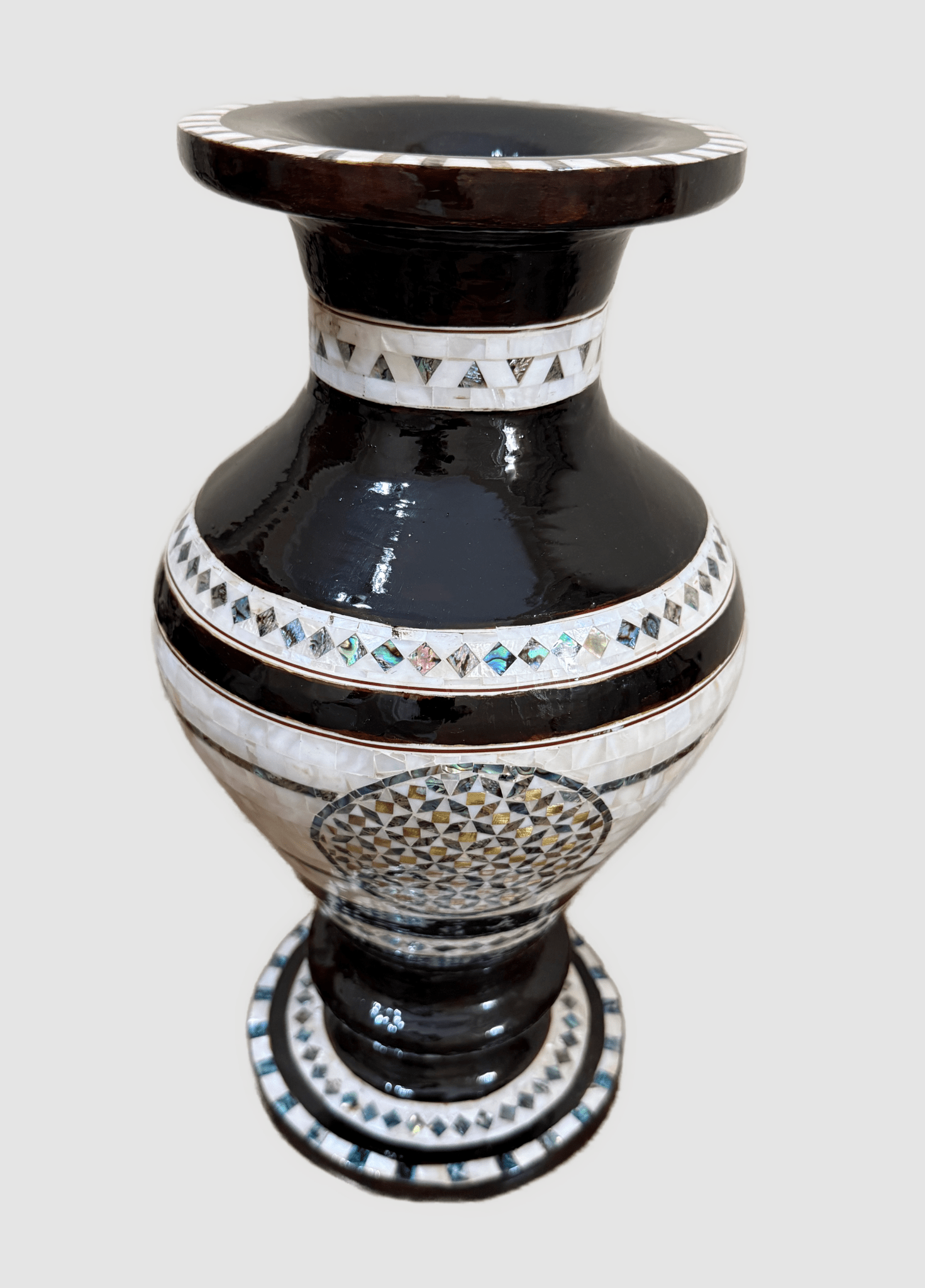Handmade Mother of Pearl Inlay Vase Egyptian Mosaic Art Decor - Laila Hand Made Gifts