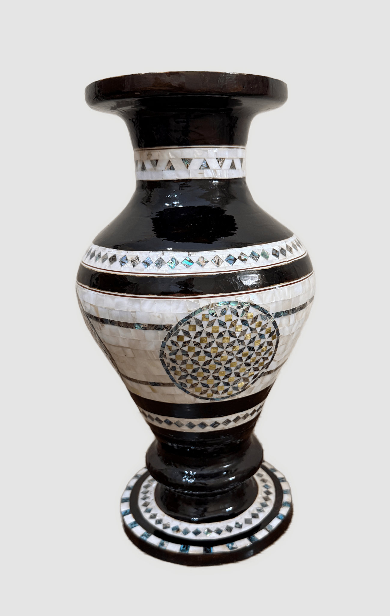 Handmade Mother of Pearl Inlay Vase Egyptian Mosaic Art Decor - Laila Hand Made Gifts