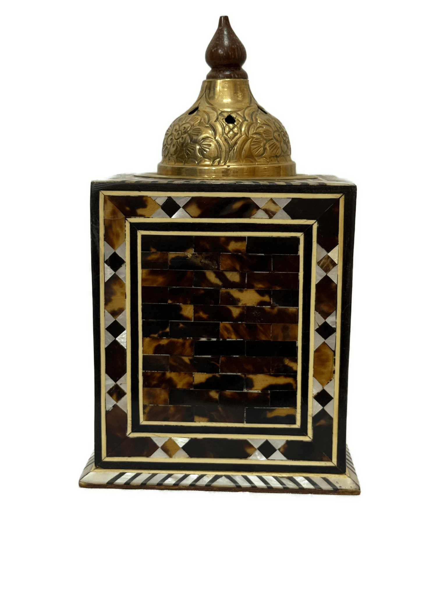 Handmade Wooden Incense Burner with Drawers & Brass Lid - Laila Hand Made Gifts