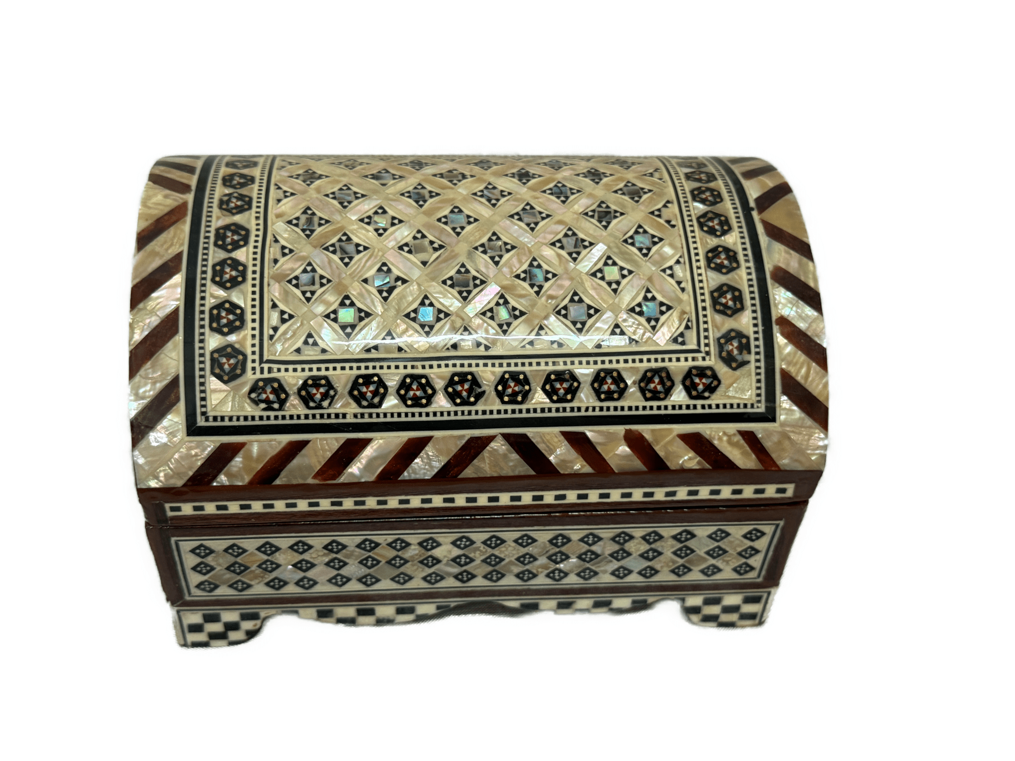 Handmade Mother of Pearl Wooden Jewelry Chest with Velvet Lining - Laila Hand Made Gifts