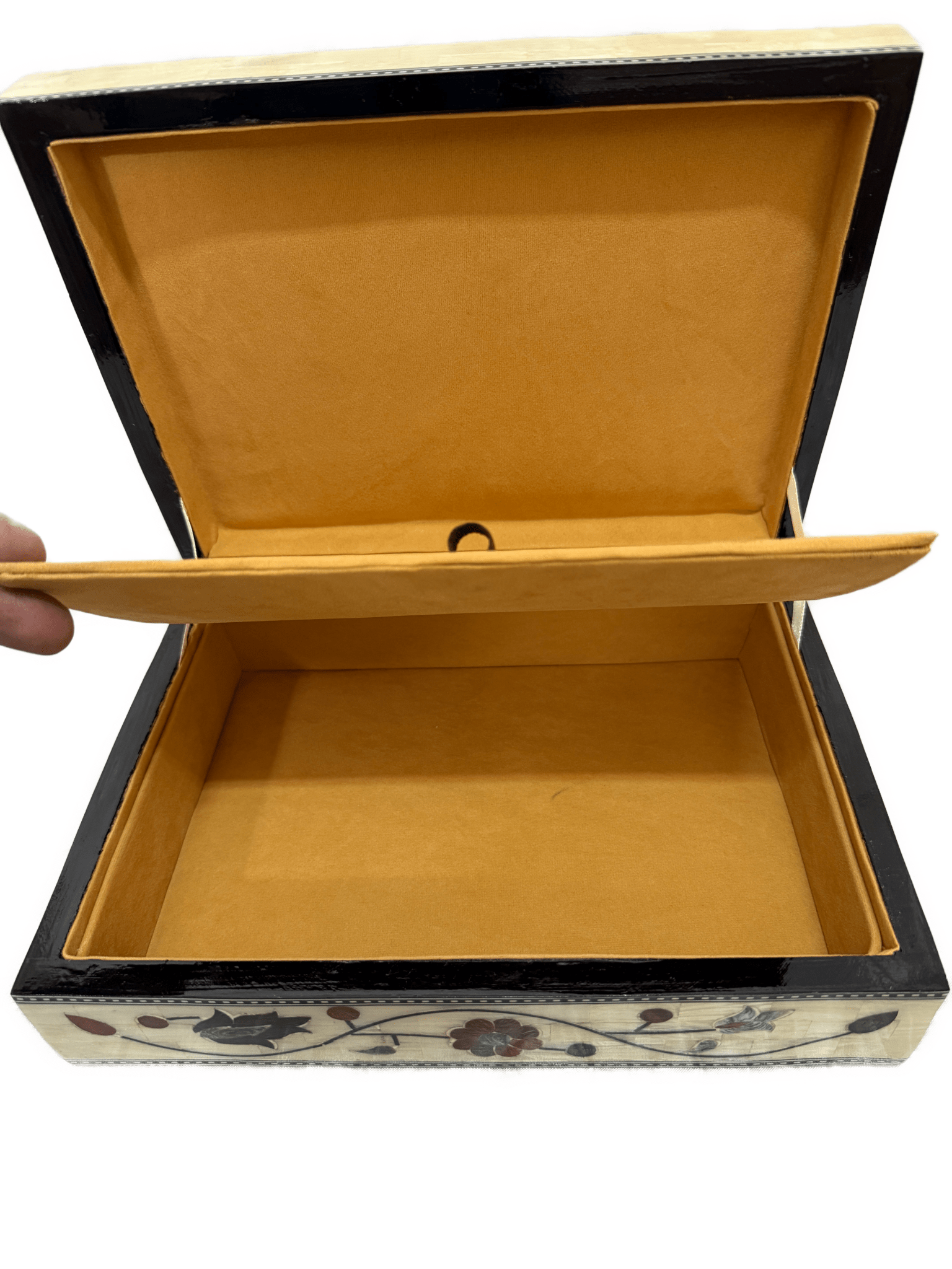 Handmade Mother of Pearl Jewelry Box Floral Inlay Wood Case - Laila Hand Made Gifts