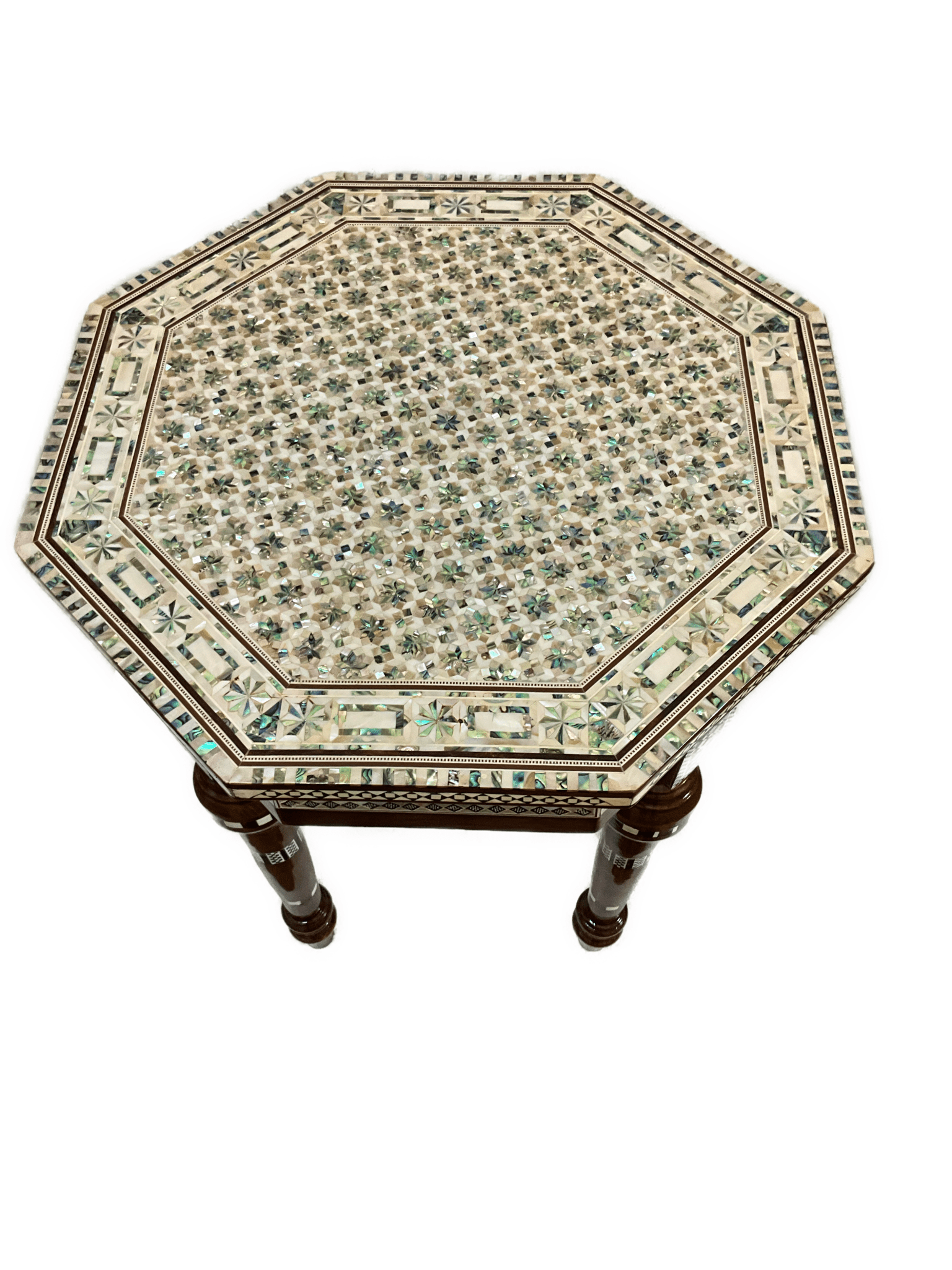 Handmade Mother of Pearl Octagonal Wood End Table Decor - Laila Hand Made Gifts