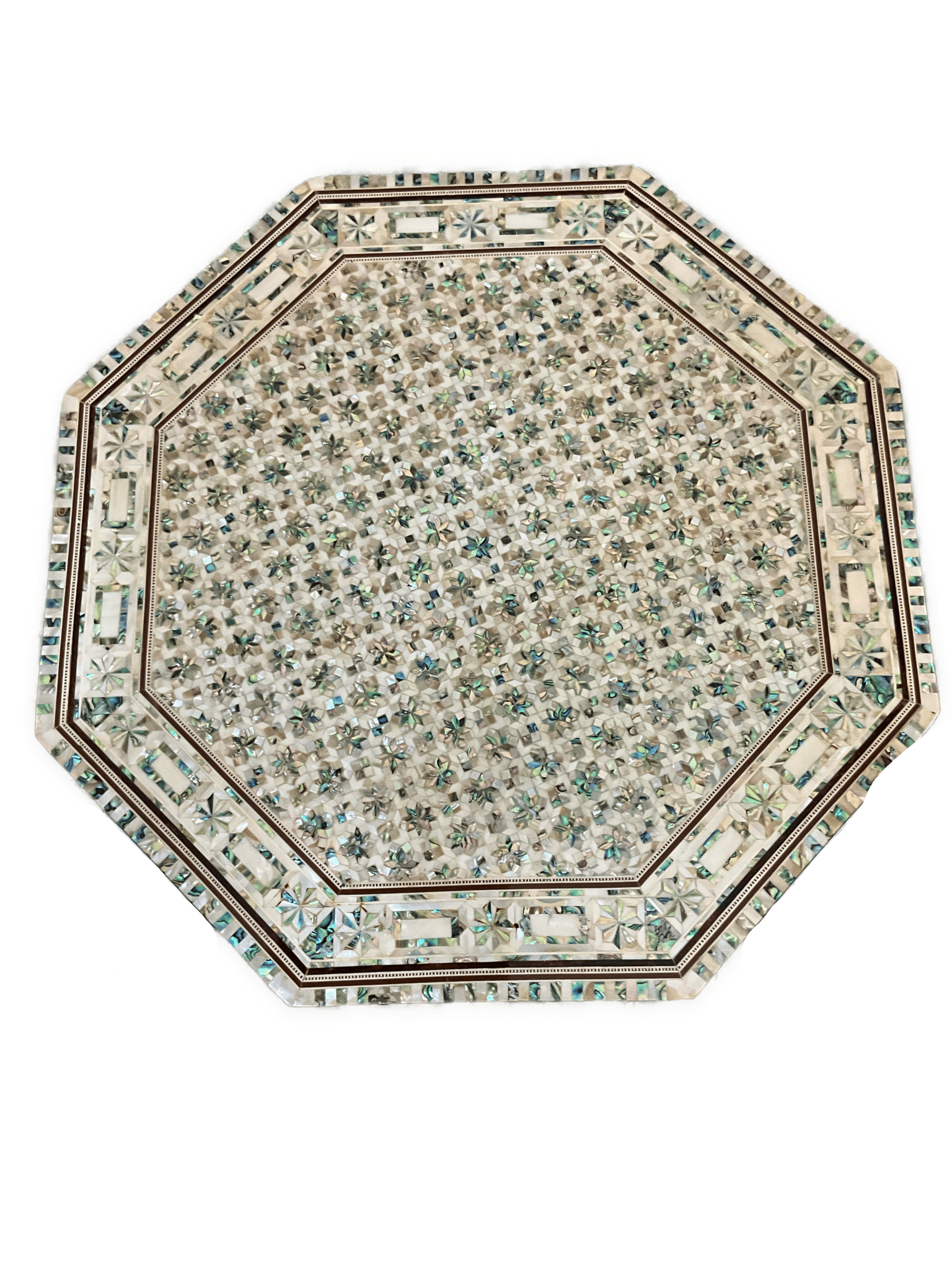 Handmade Mother of Pearl Octagonal Wood End Table Decor - Laila Hand Made Gifts