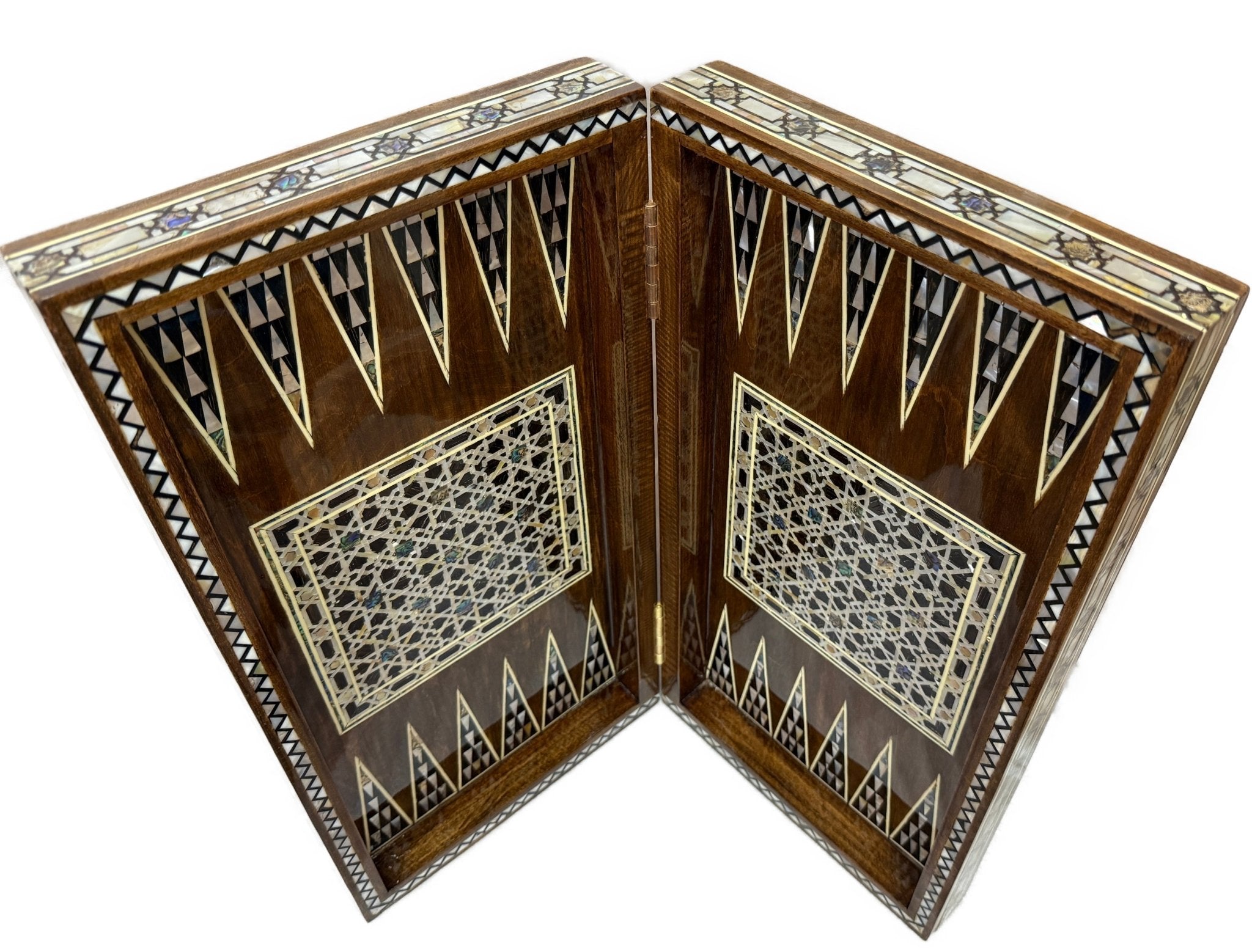 Handmade Mother of Pearl Backgammon & Chess Board 21” Wooden Game Set - Laila Hand Made Gifts