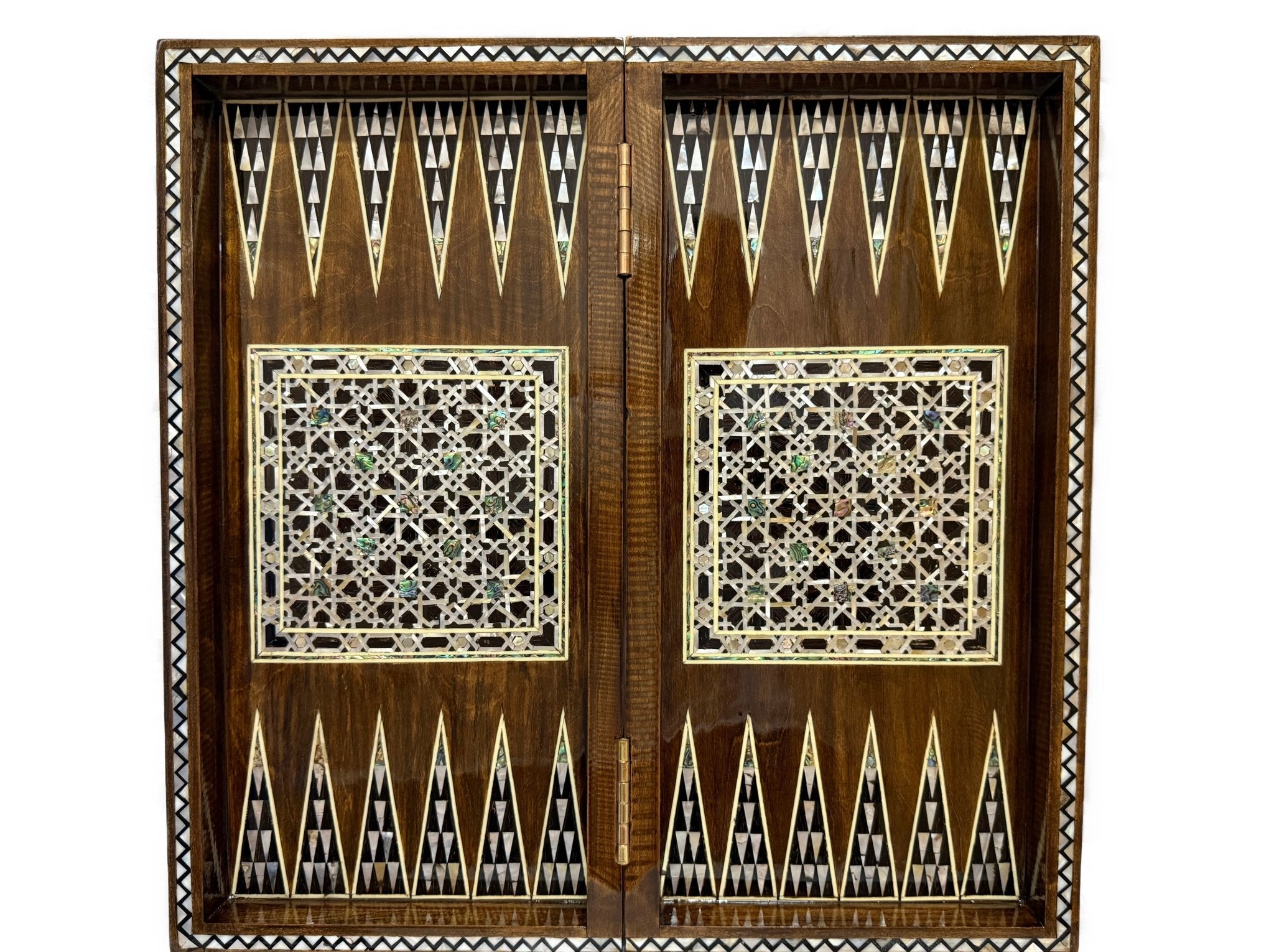 Handmade Mother of Pearl Backgammon & Chess Board 21” Wooden Game Set - Laila Hand Made Gifts