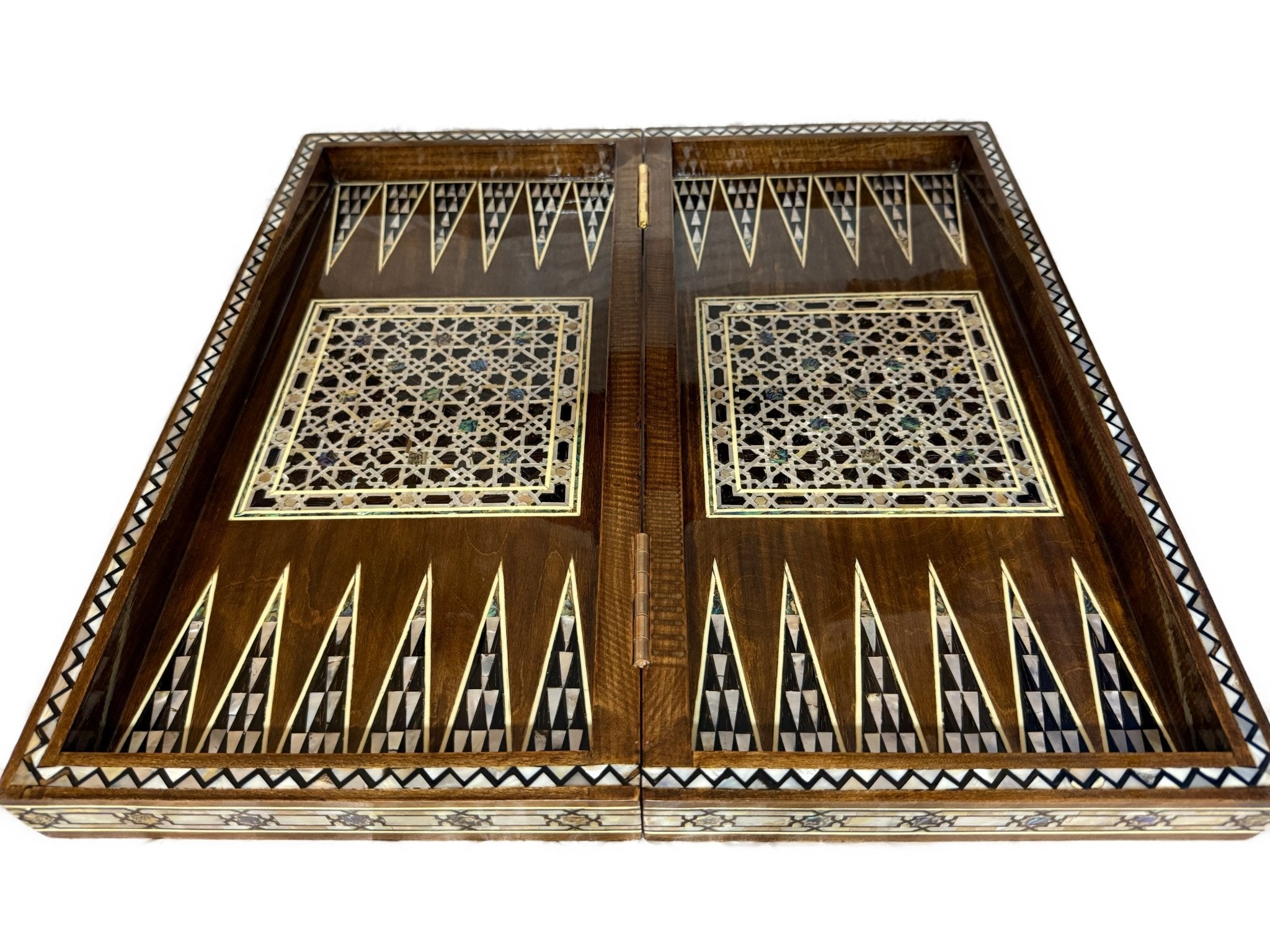 Handmade Mother of Pearl Backgammon & Chess Board 21” Wooden Game Set - Laila Hand Made Gifts