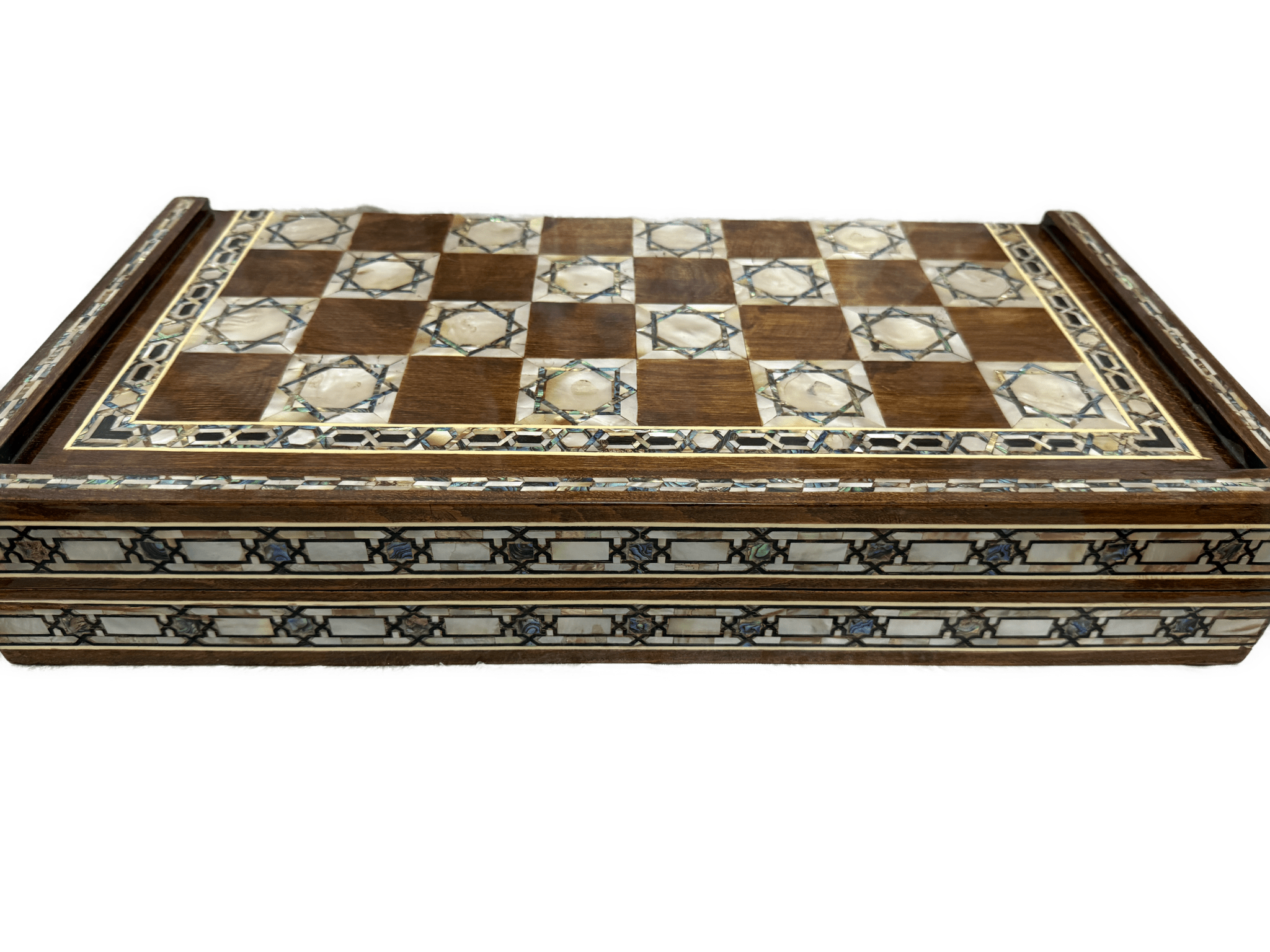 Handmade Mother of Pearl Backgammon & Chess Board 21” Wooden Game Set - Laila Hand Made Gifts