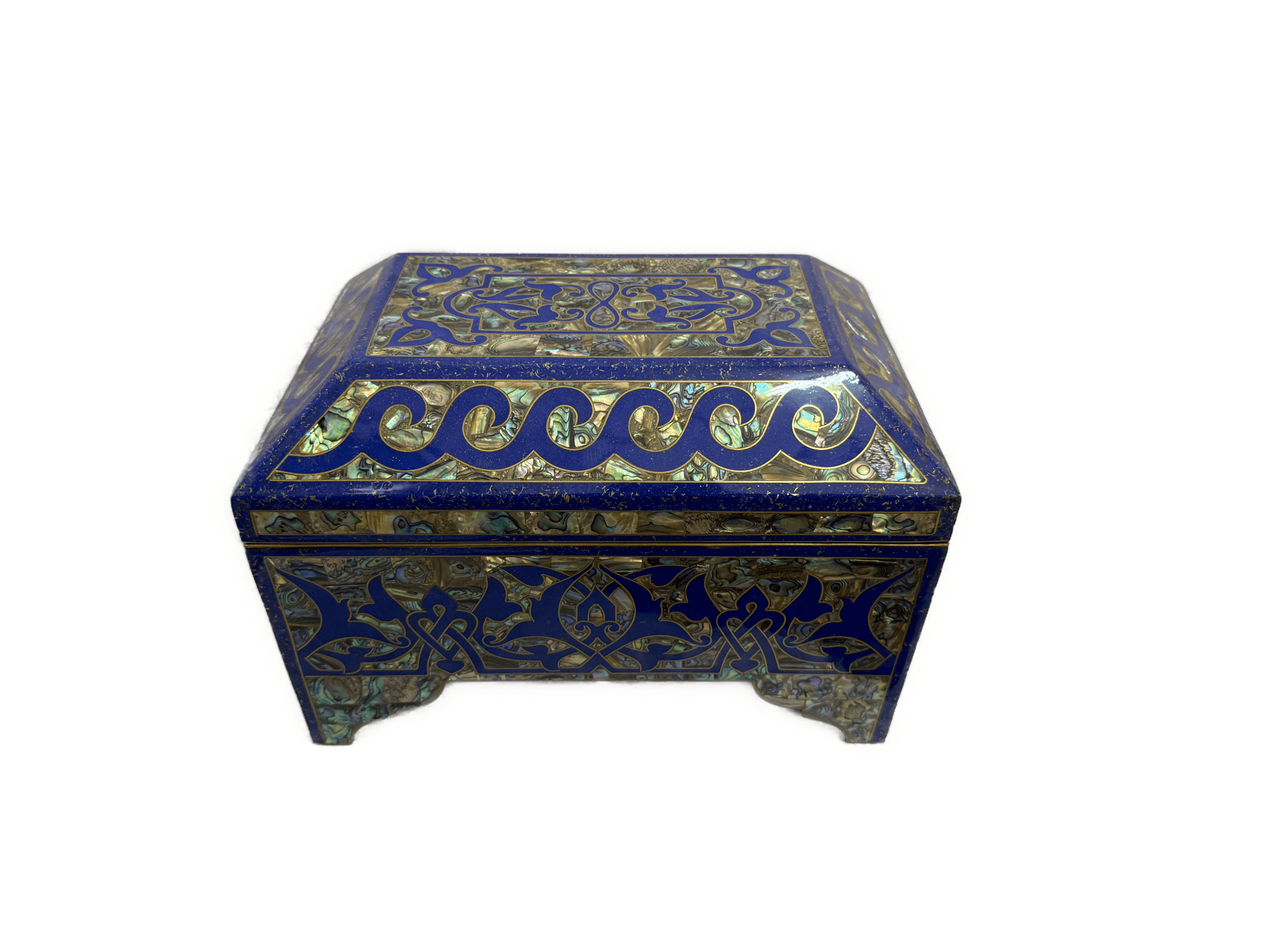 Handmade Lapis & Mother of Pearl Jewelry Box - Trinket Box from Egypt - Laila Hand Made Gifts