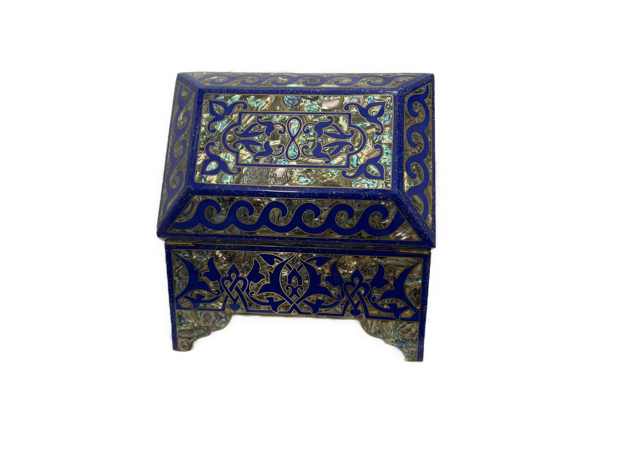 Handmade Lapis & Mother of Pearl Jewelry Box - Trinket Box from Egypt - Laila Hand Made Gifts