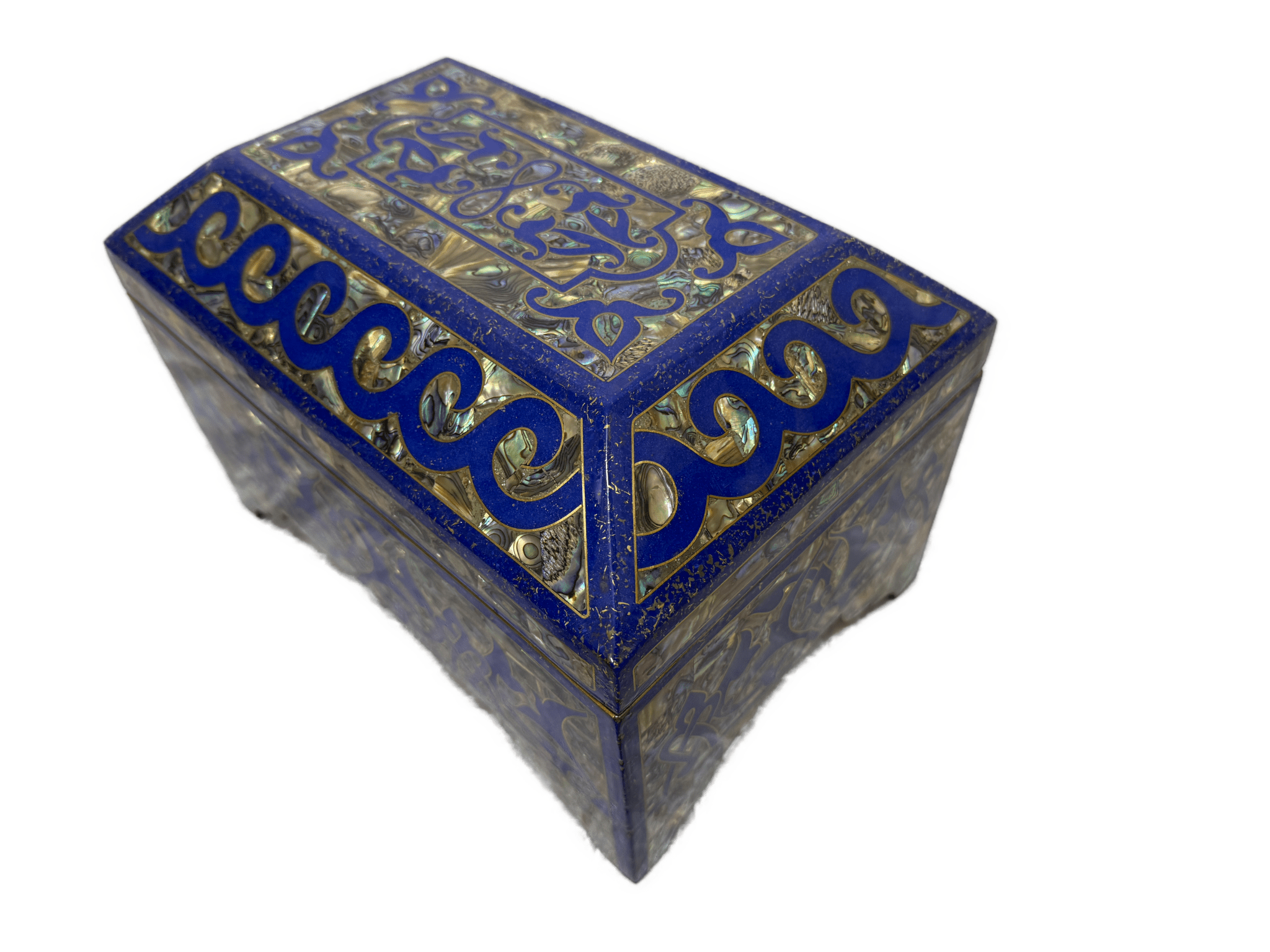 Handmade Lapis & Mother of Pearl Jewelry Box - Trinket Box from Egypt - Laila Hand Made Gifts