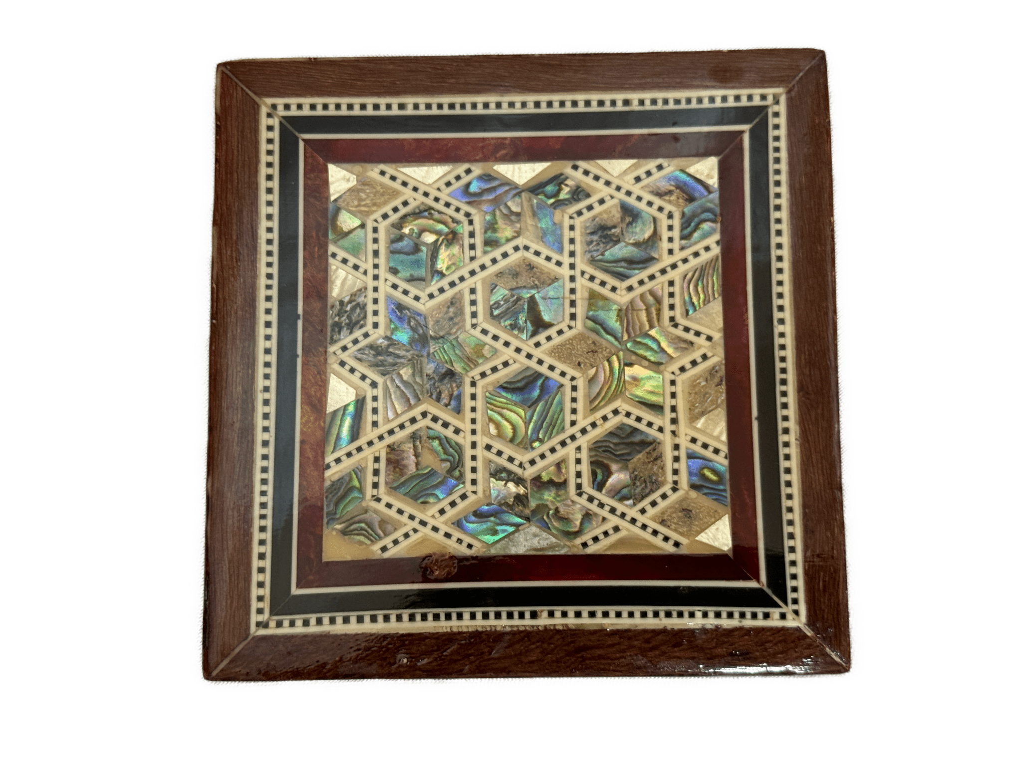 Handmade Mother of Pearl Coaster Set with Wooden Holder – Luxury Inlay Drink Coasters - Laila Hand Made Gifts
