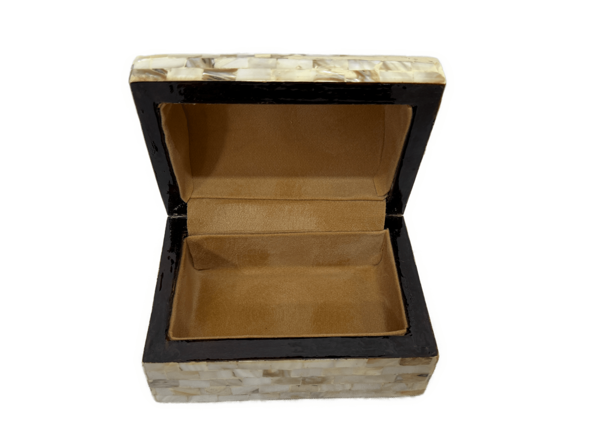 Handmade Mother of Pearl Jewelry Box – Geometric Inlay - Laila Hand Made Gifts