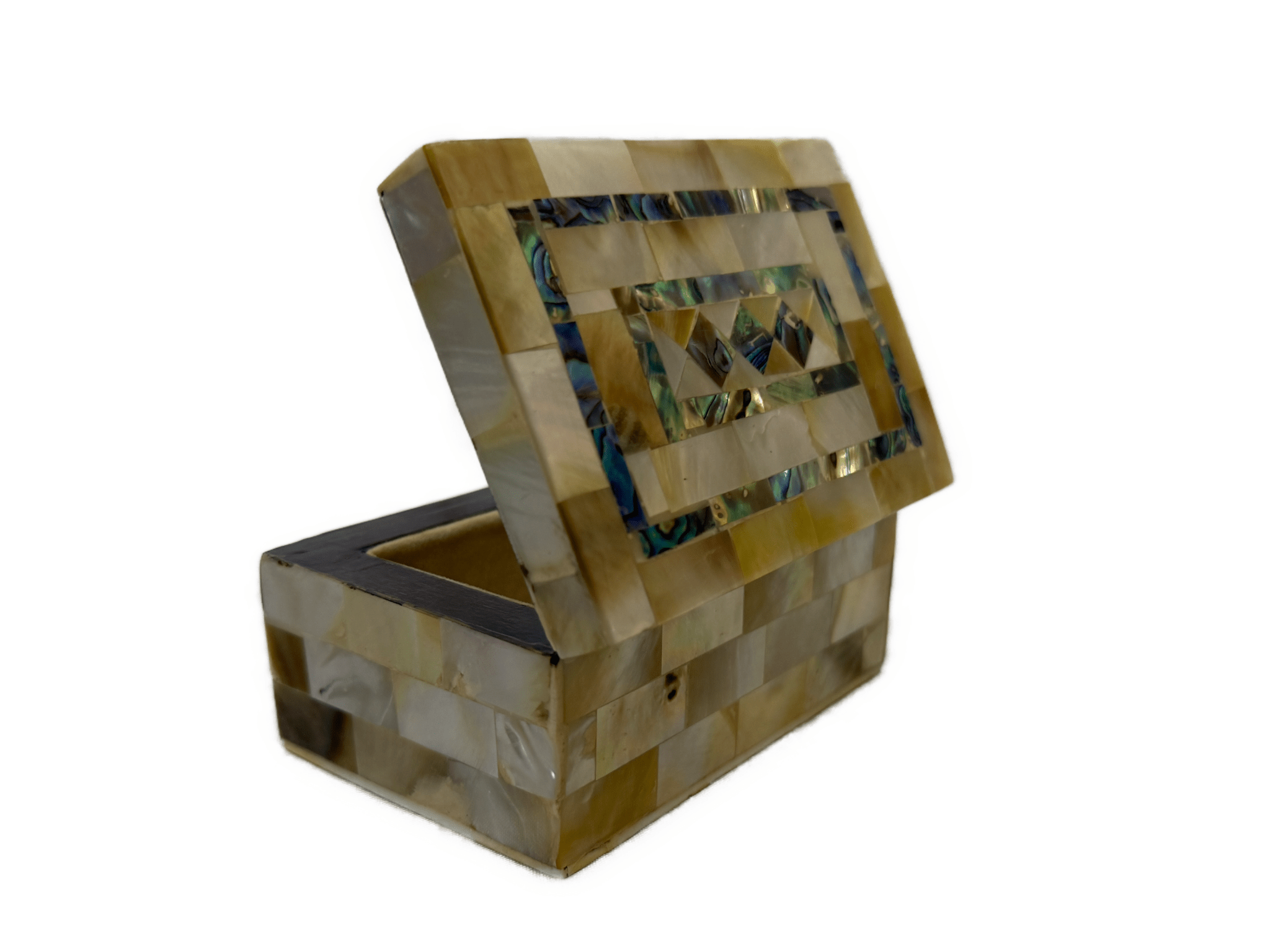 Handmade Mother of Pearl Jewelry Box – Geometric Inlay - Laila Hand Made Gifts