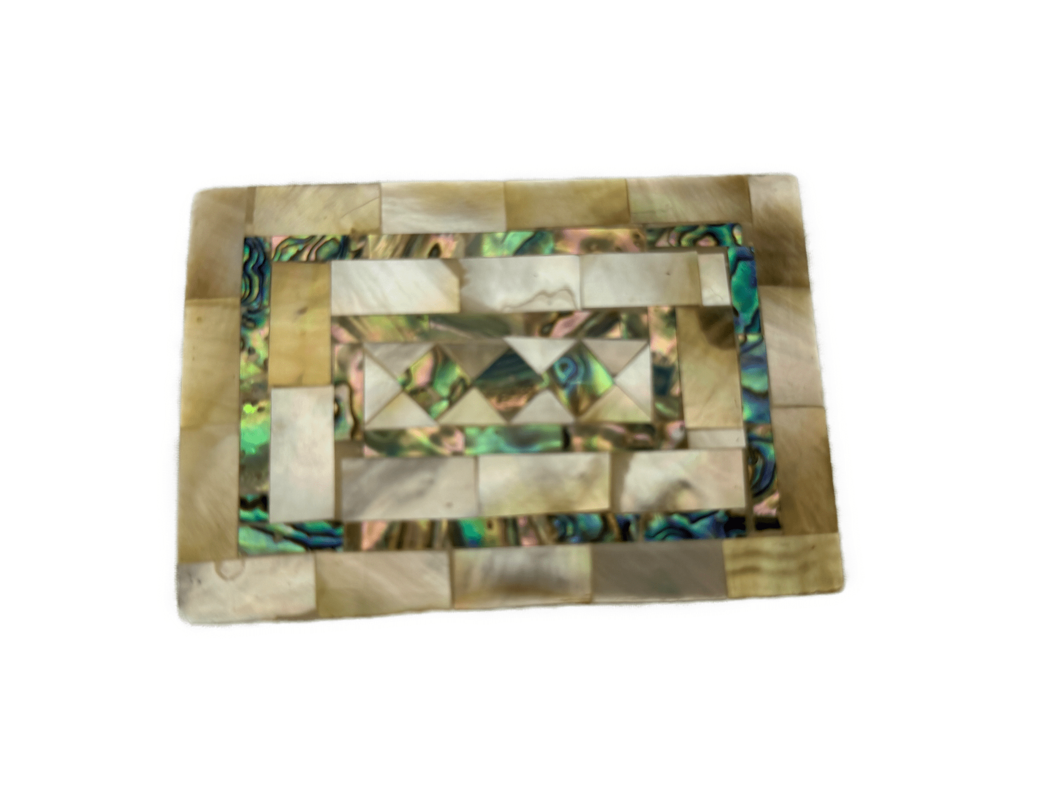 Handmade Mother of Pearl Jewelry Box – Geometric Inlay - Laila Hand Made Gifts