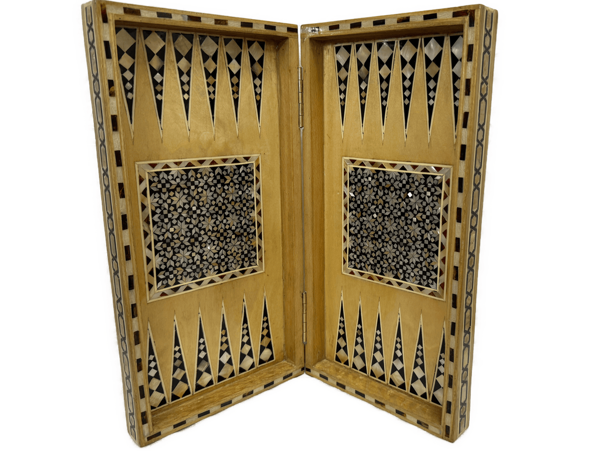 Luxury Handmade Mother of Pearl Backgammon & Chess Board | Egyptian Wooden Game Set - Laila Hand Made Gifts