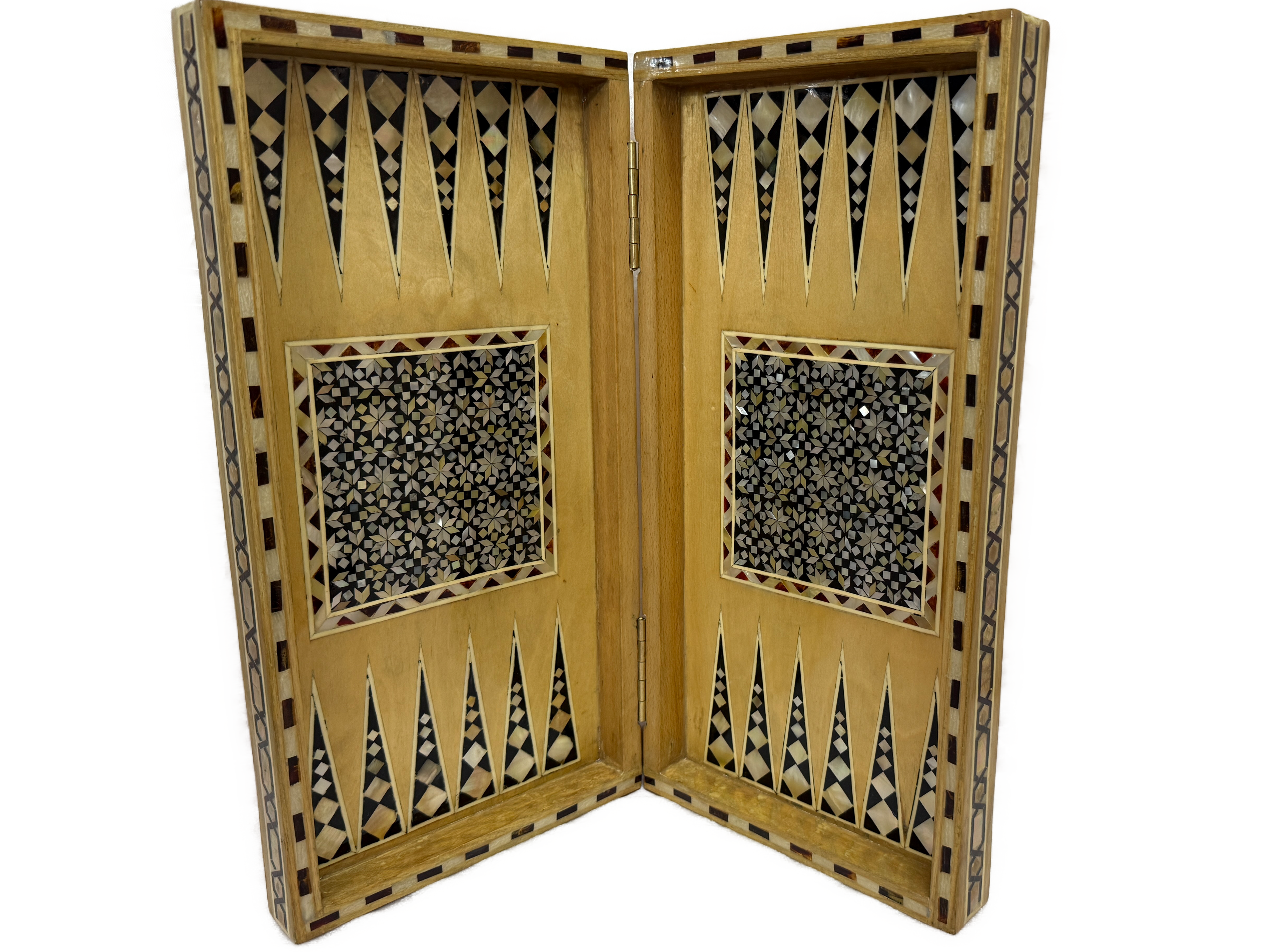 Luxury Handmade Mother of Pearl Backgammon & Chess Board | Egyptian Wooden Game Set