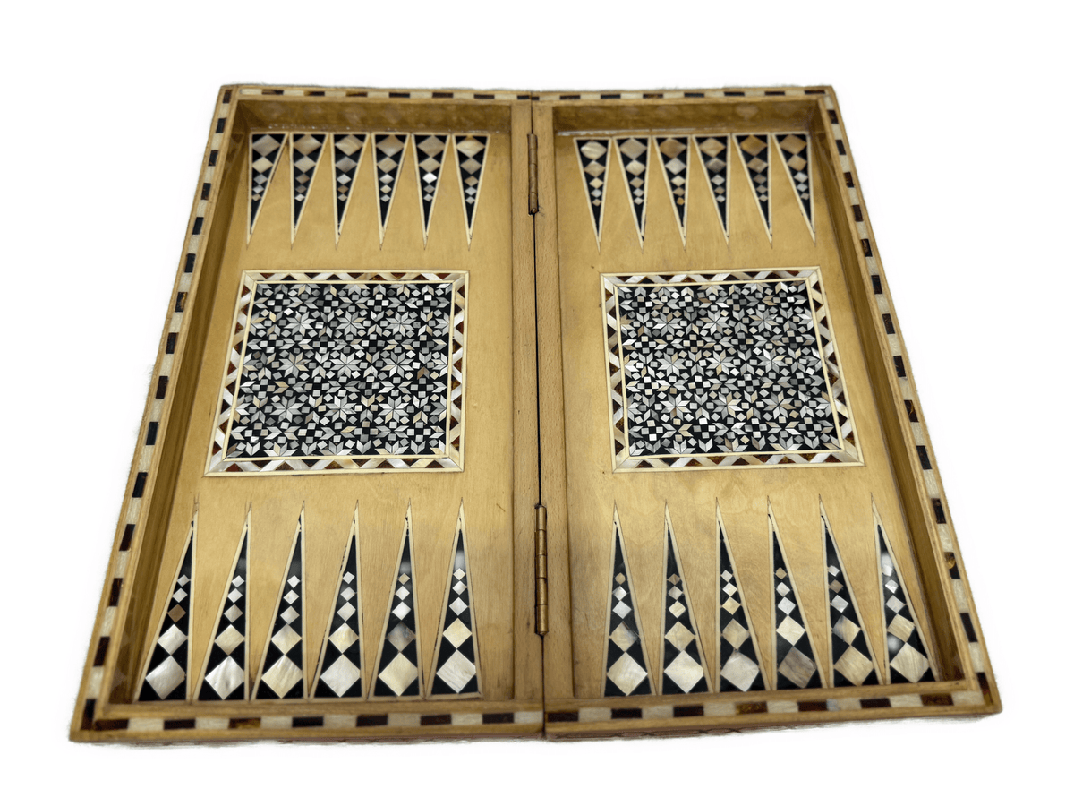 Luxury Handmade Mother of Pearl Backgammon & Chess Board | Egyptian Wooden Game Set - Laila Hand Made Gifts