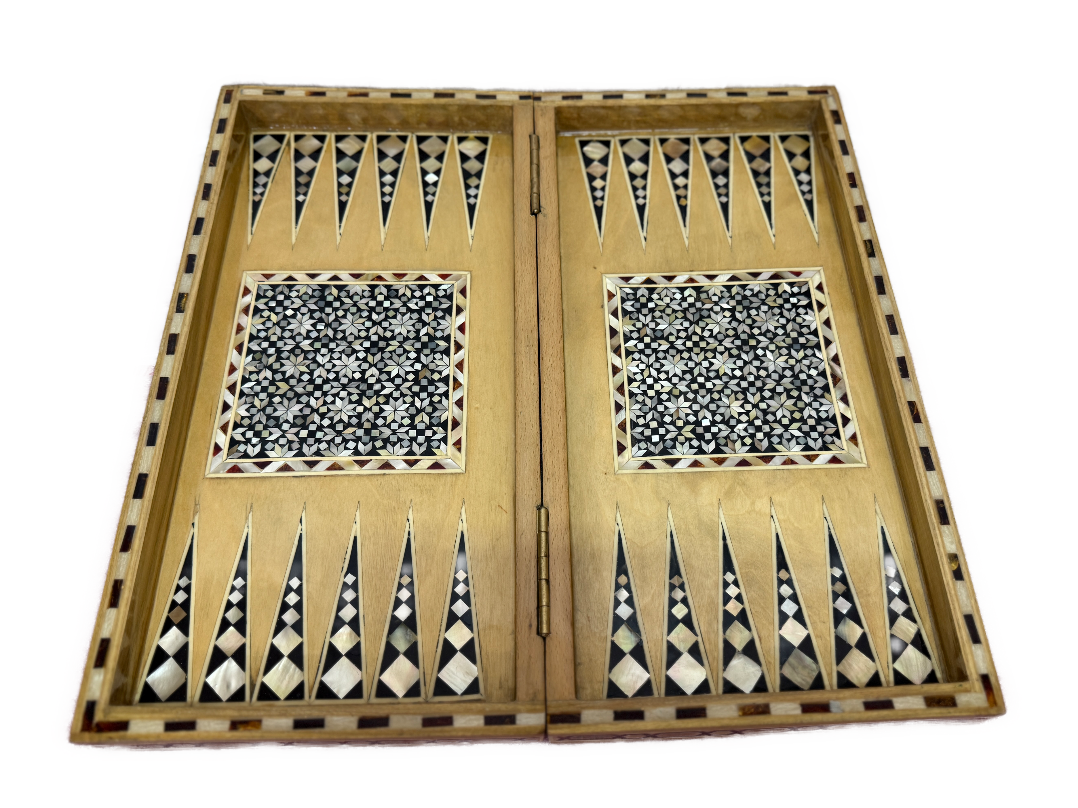 Luxury Handmade Mother of Pearl Backgammon & Chess Board | Egyptian Wooden Game Set