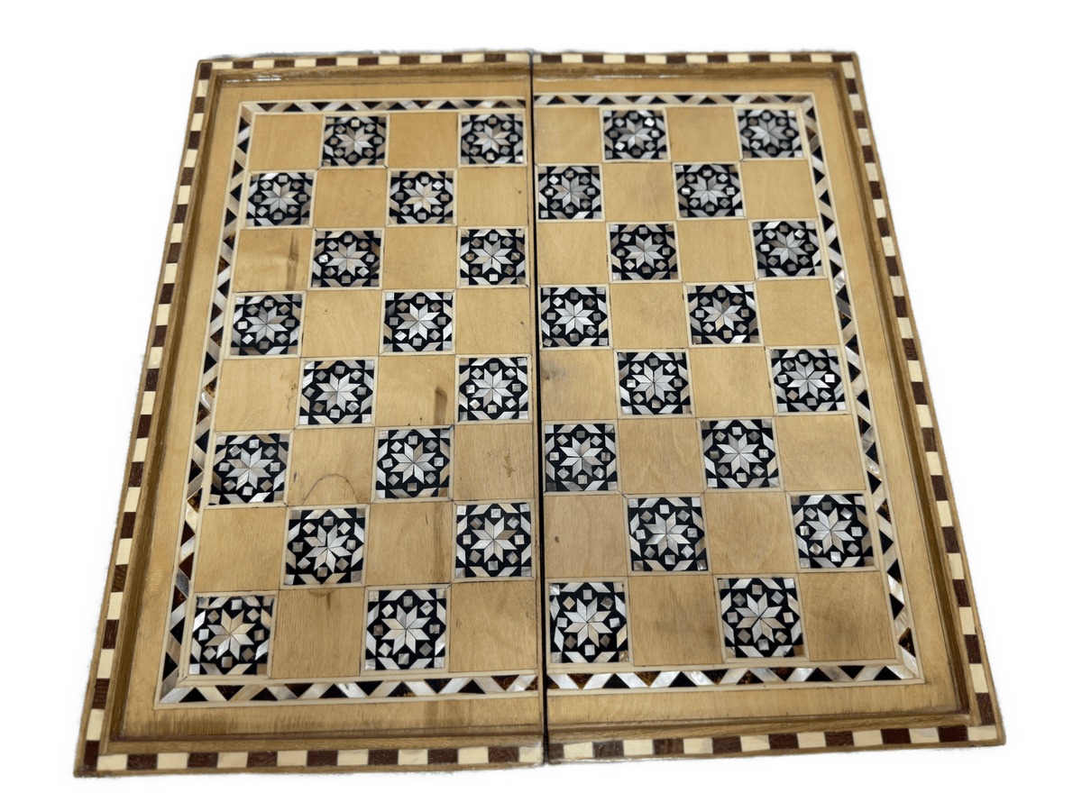 Luxury Handmade Mother of Pearl Backgammon & Chess Board | Egyptian Wooden Game Set - Laila Hand Made Gifts