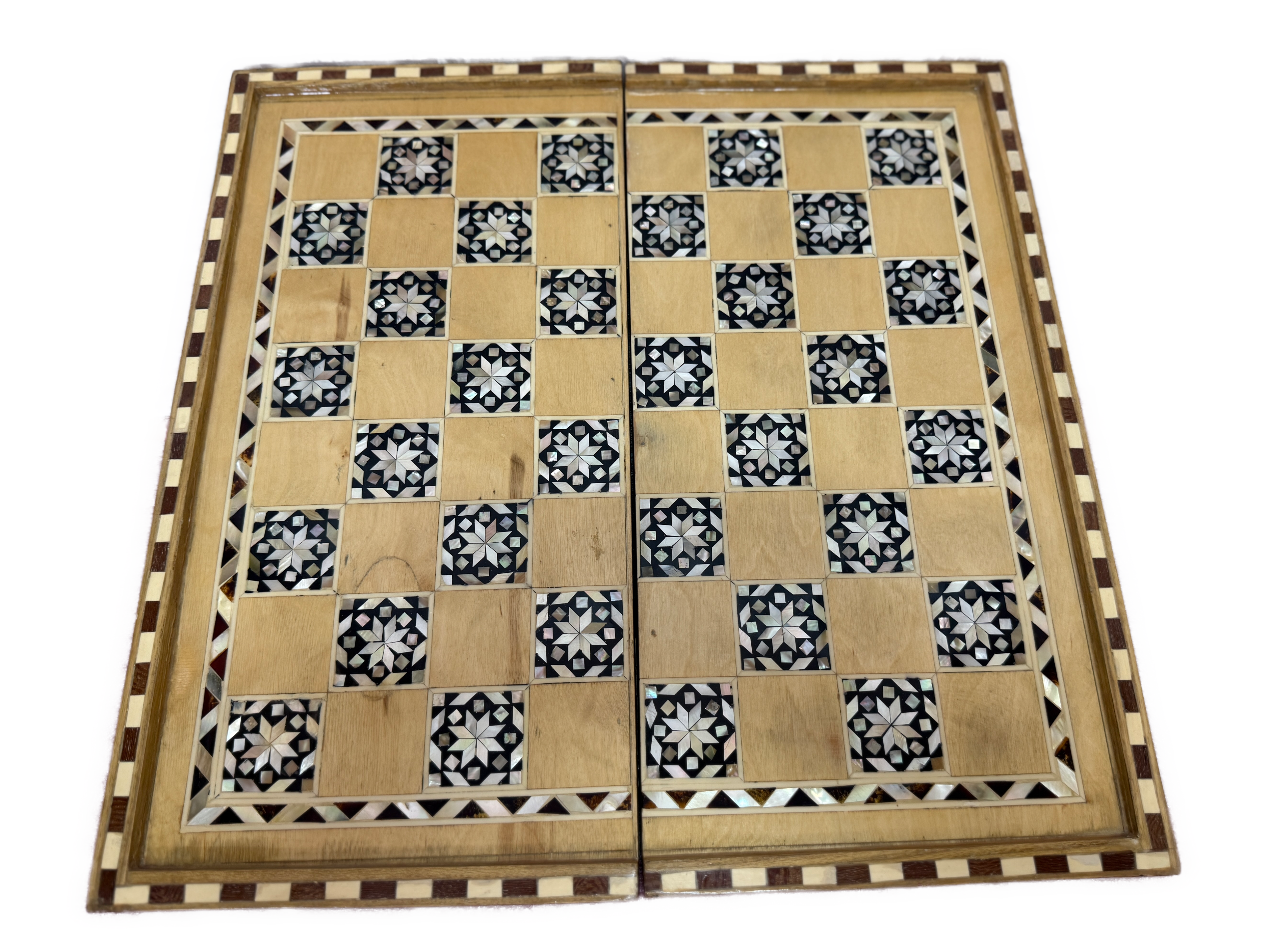 Luxury Handmade Mother of Pearl Backgammon & Chess Board | Egyptian Wooden Game Set