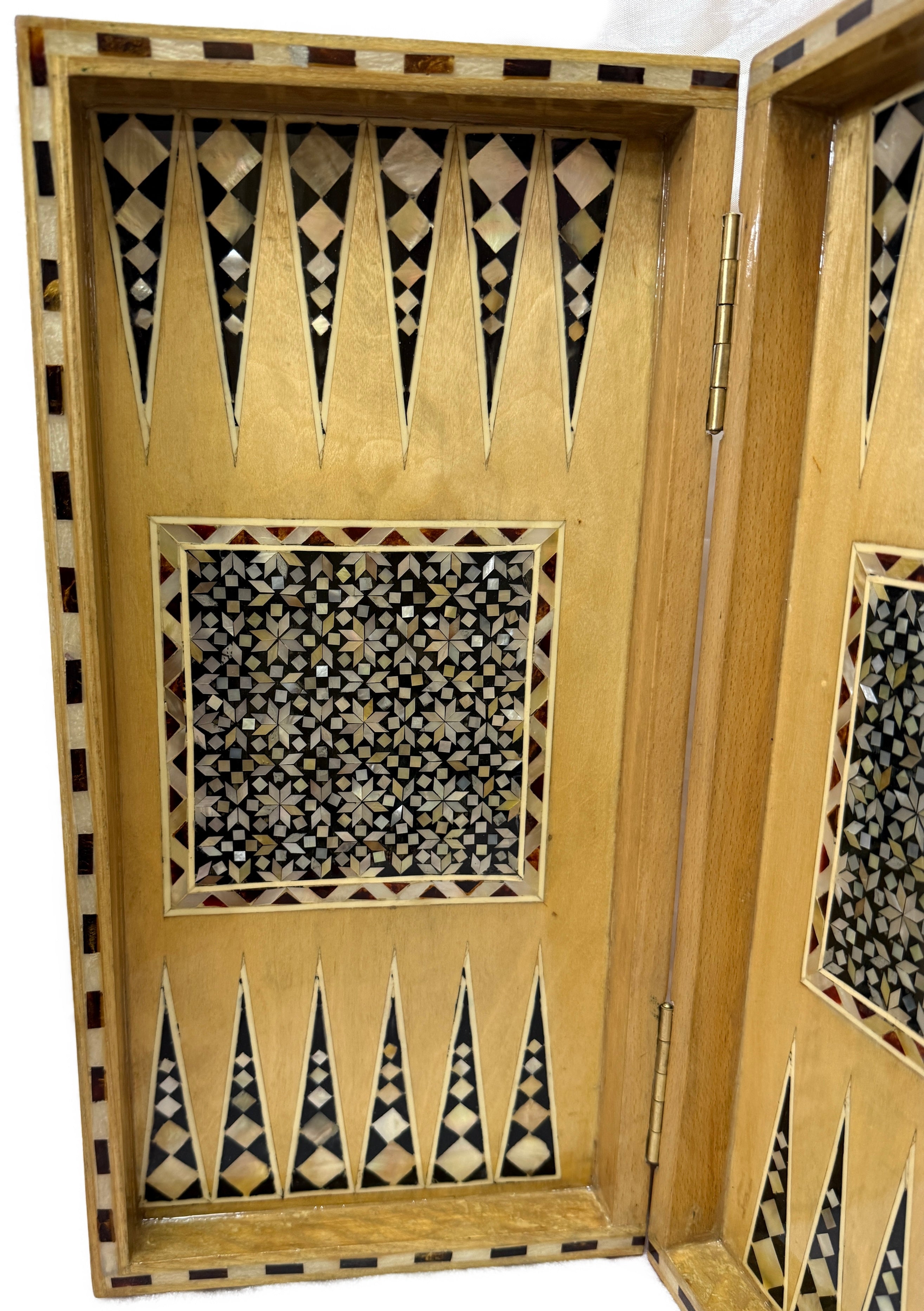 Luxury Handmade Mother of Pearl Backgammon & Chess Board | Egyptian Wooden Game Set