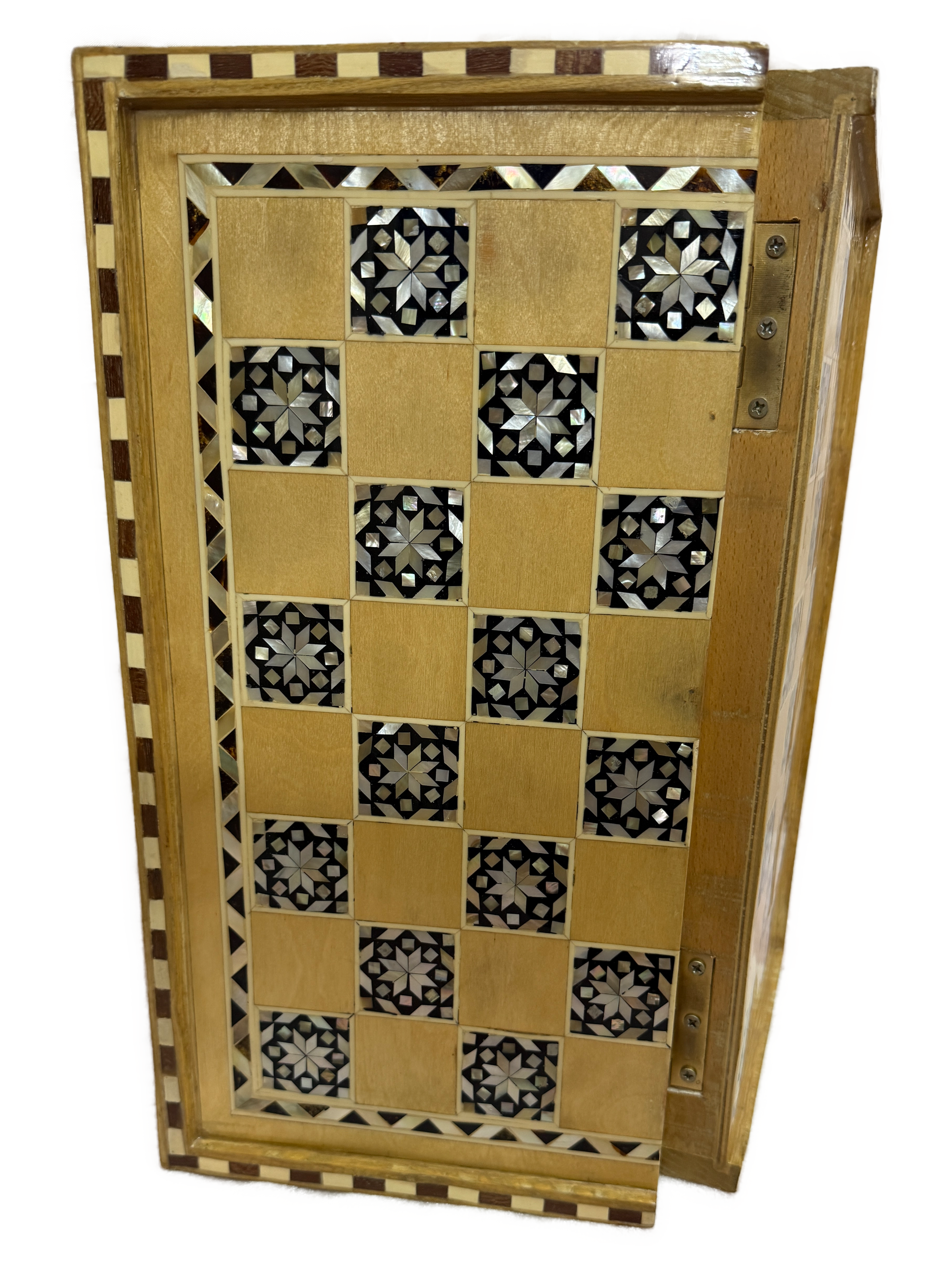 Luxury Handmade Mother of Pearl Backgammon & Chess Board | Egyptian Wooden Game Set