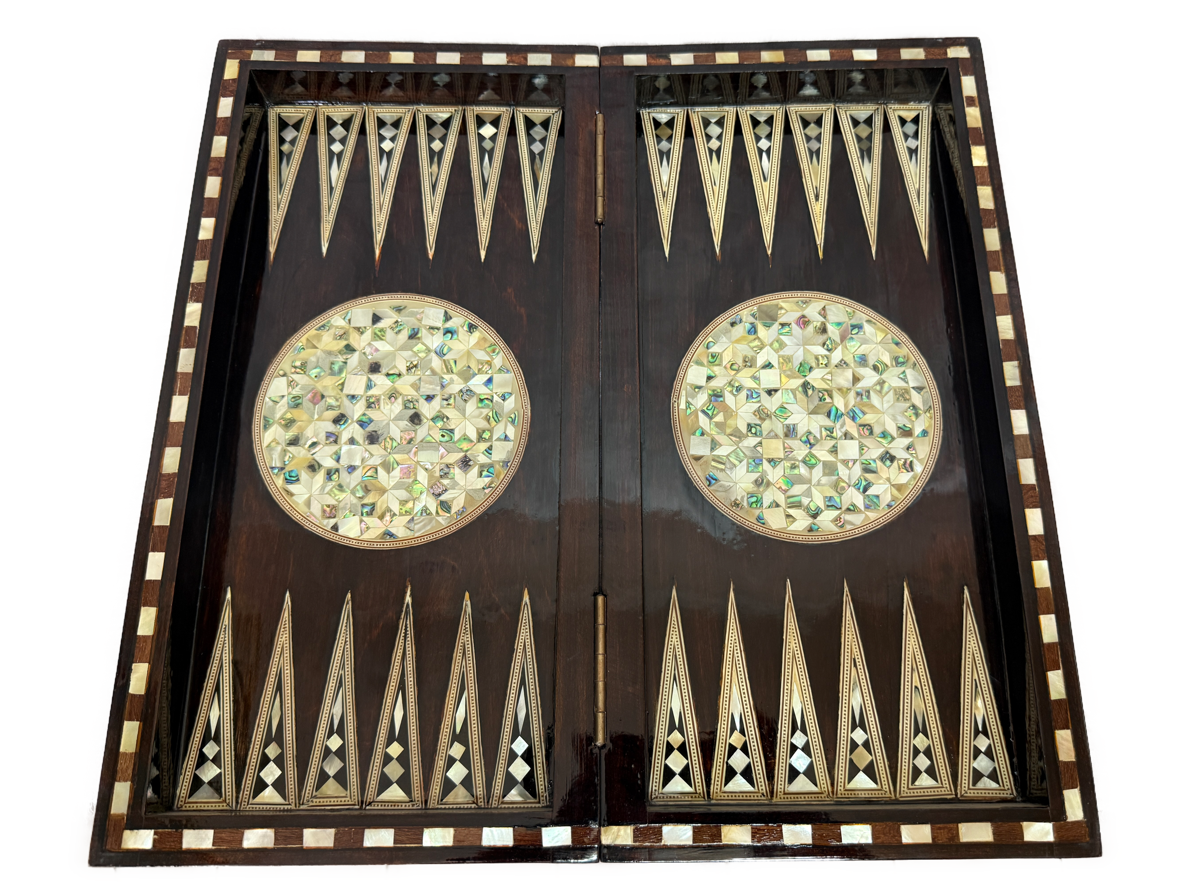 Handmade Mother of Pearl Backgammon & Chess Board | Luxury Wooden Game Set
