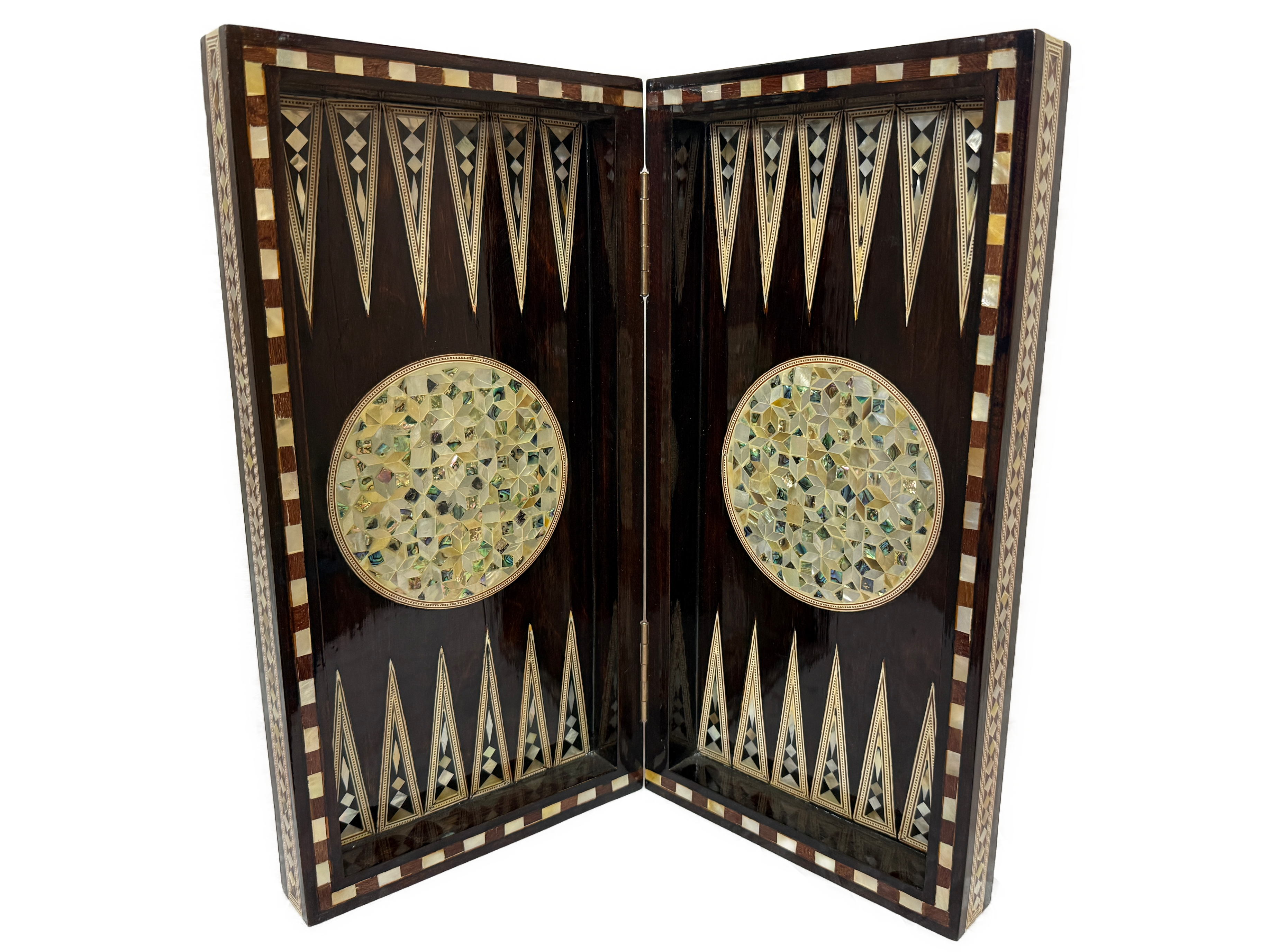 Handmade Mother of Pearl Backgammon & Chess Board | Luxury Wooden Game Set