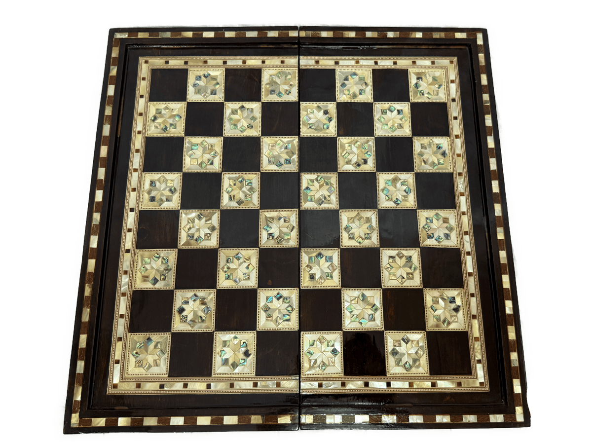 Handmade Mother of Pearl Backgammon & Chess Board | Luxury Wooden Game Set - Laila Hand Made Gifts