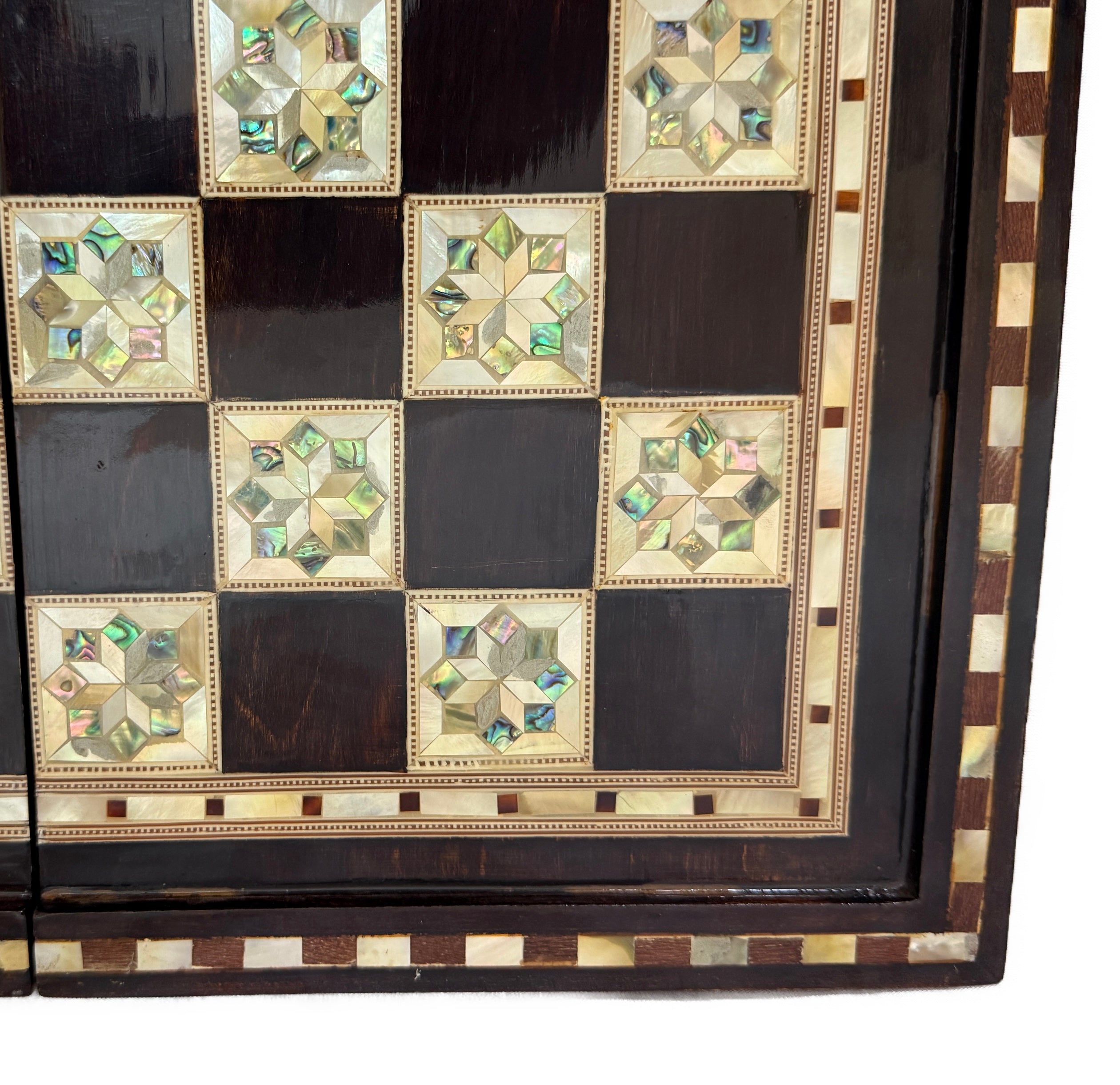 Handmade Mother of Pearl Backgammon & Chess Board | Luxury Wooden Game Set