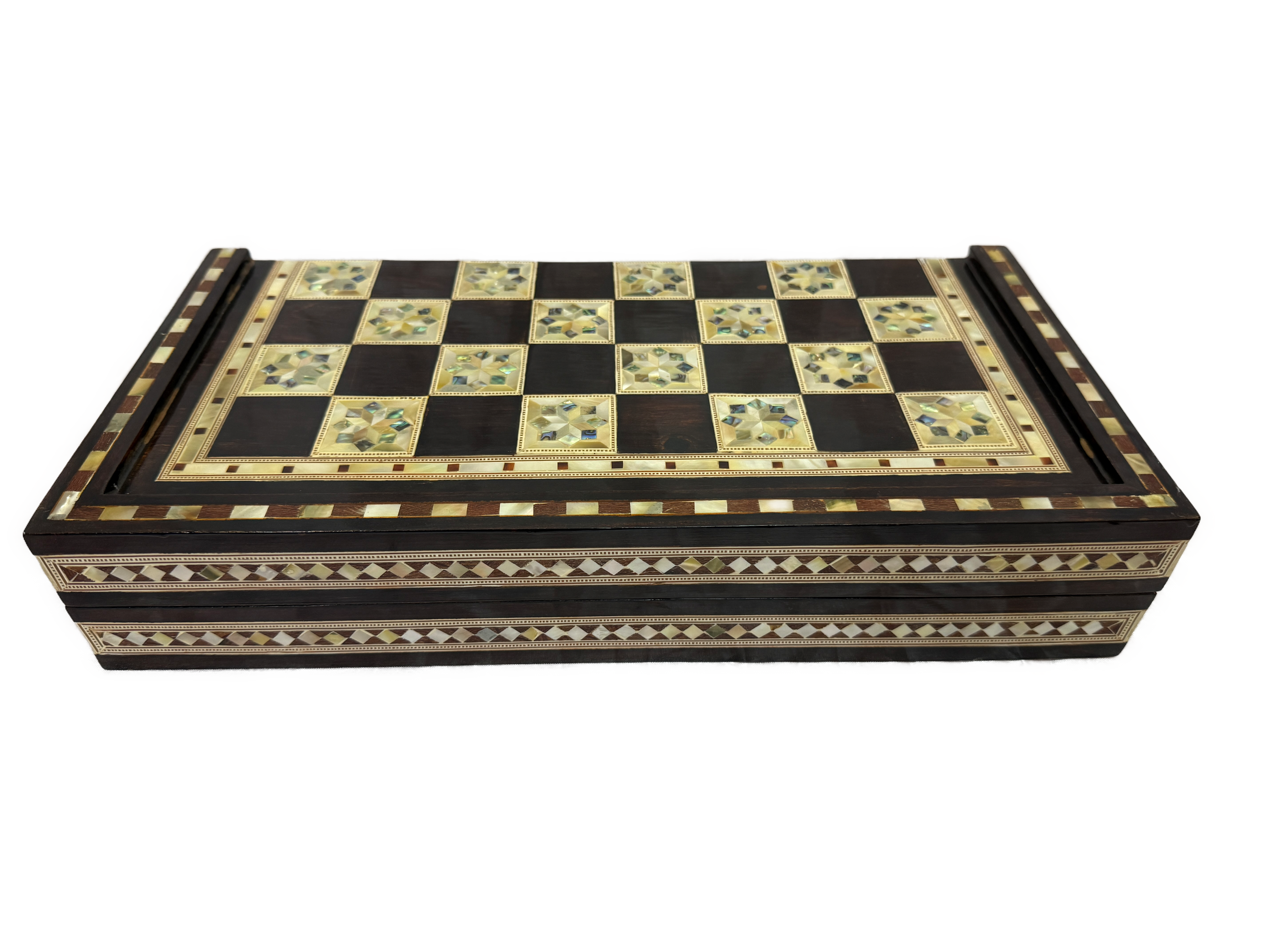 Handmade Mother of Pearl Backgammon & Chess Board | Luxury Wooden Game Set