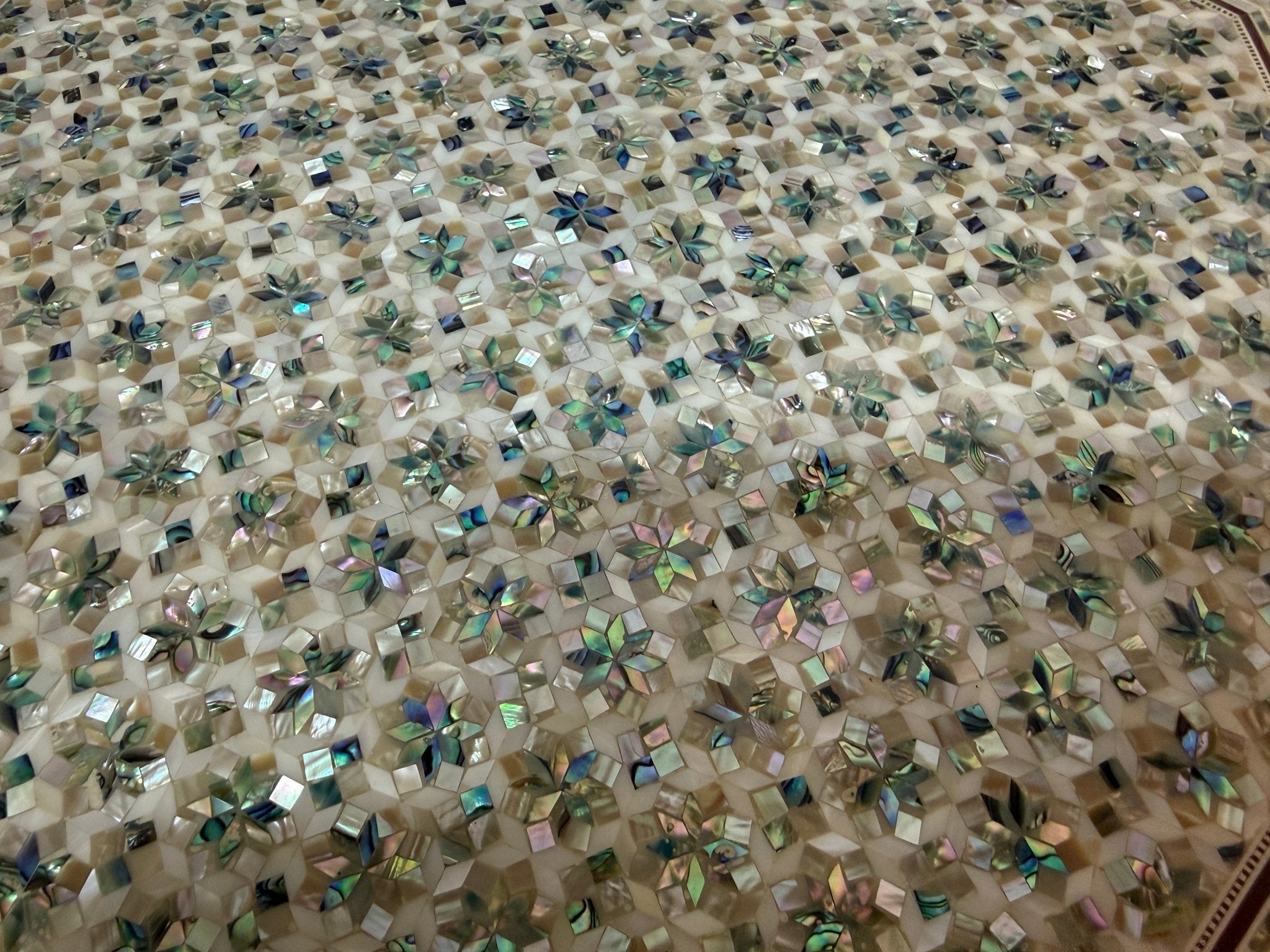 Handmade Wooden End Table Carving Wood Table Home Decor Mother of Pearl Inlay - Laila Hand Made Gifts