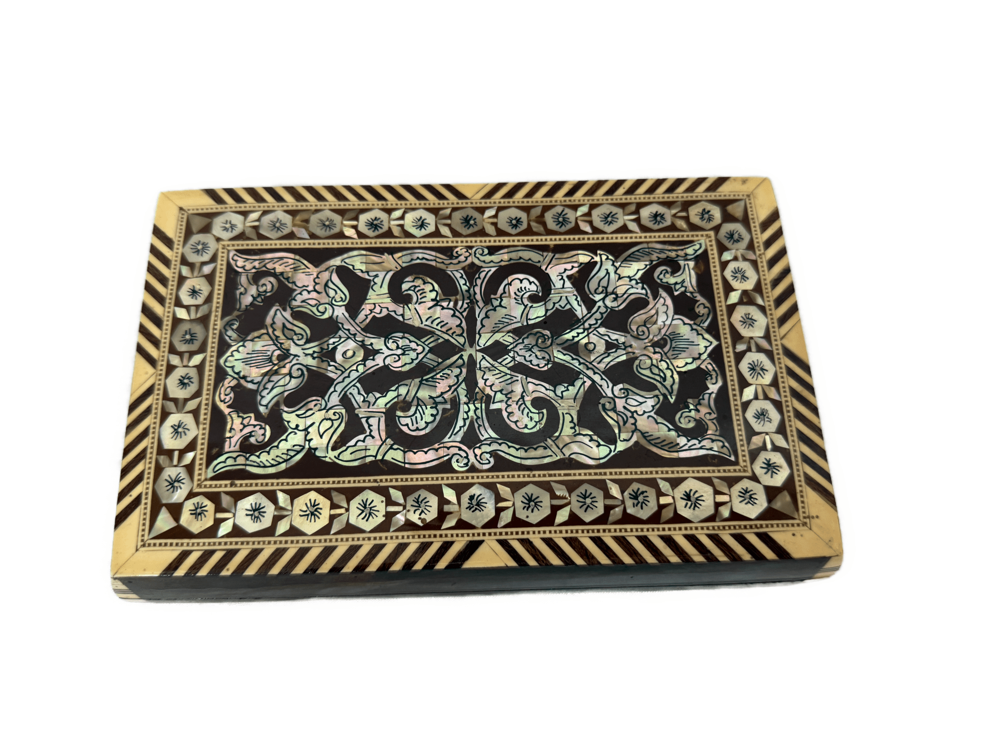 Handmade Mother of Pearl Jewelry Box | Camel Bone & Brass Inlay Wooden Keepsake Box | Luxury Egyptian Gift - Laila Hand Made Gifts
