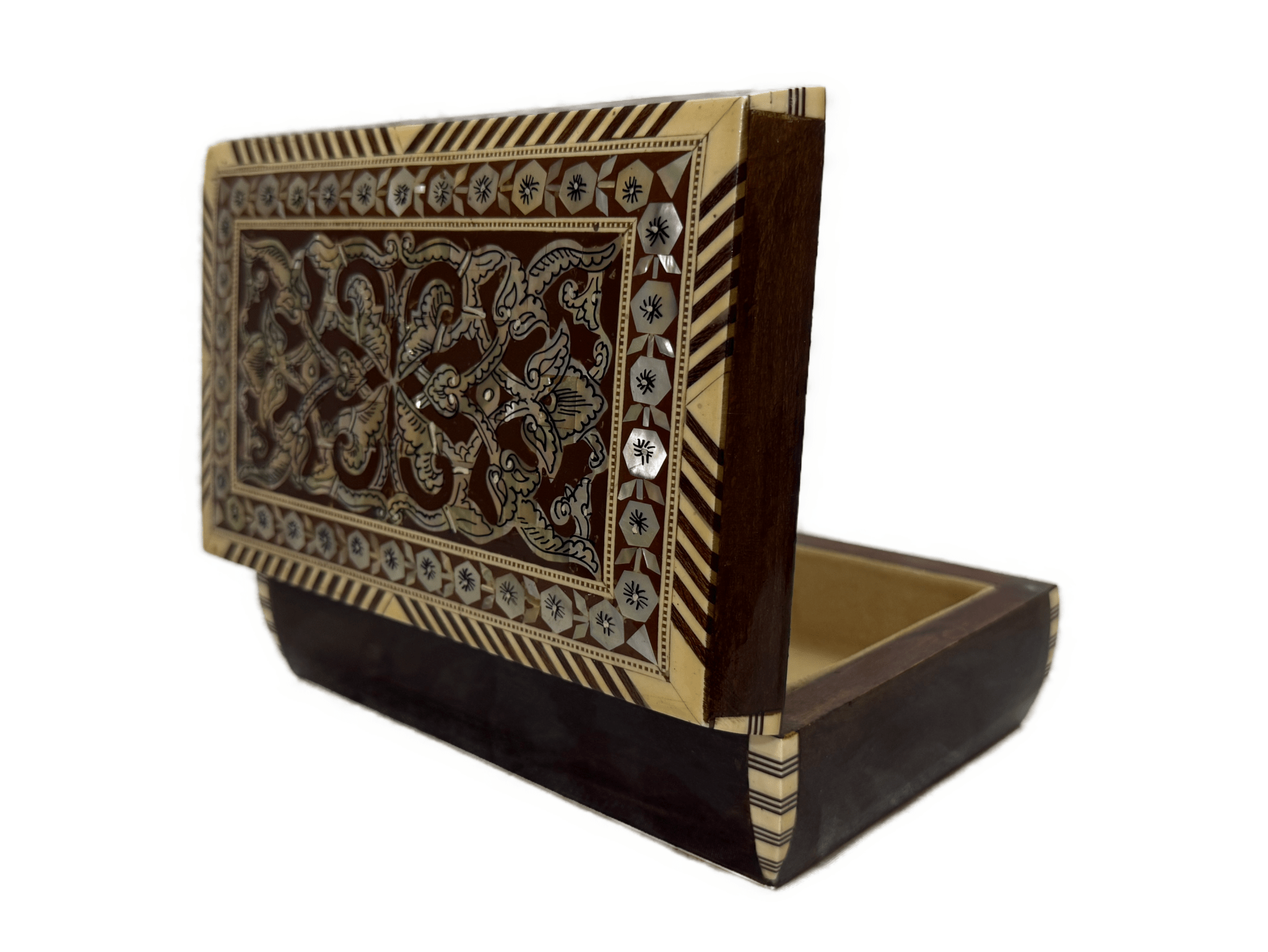 Handmade Mother of Pearl Jewelry Box | Camel Bone & Brass Inlay Wooden Keepsake Box | Luxury Egyptian Gift - Laila Hand Made Gifts