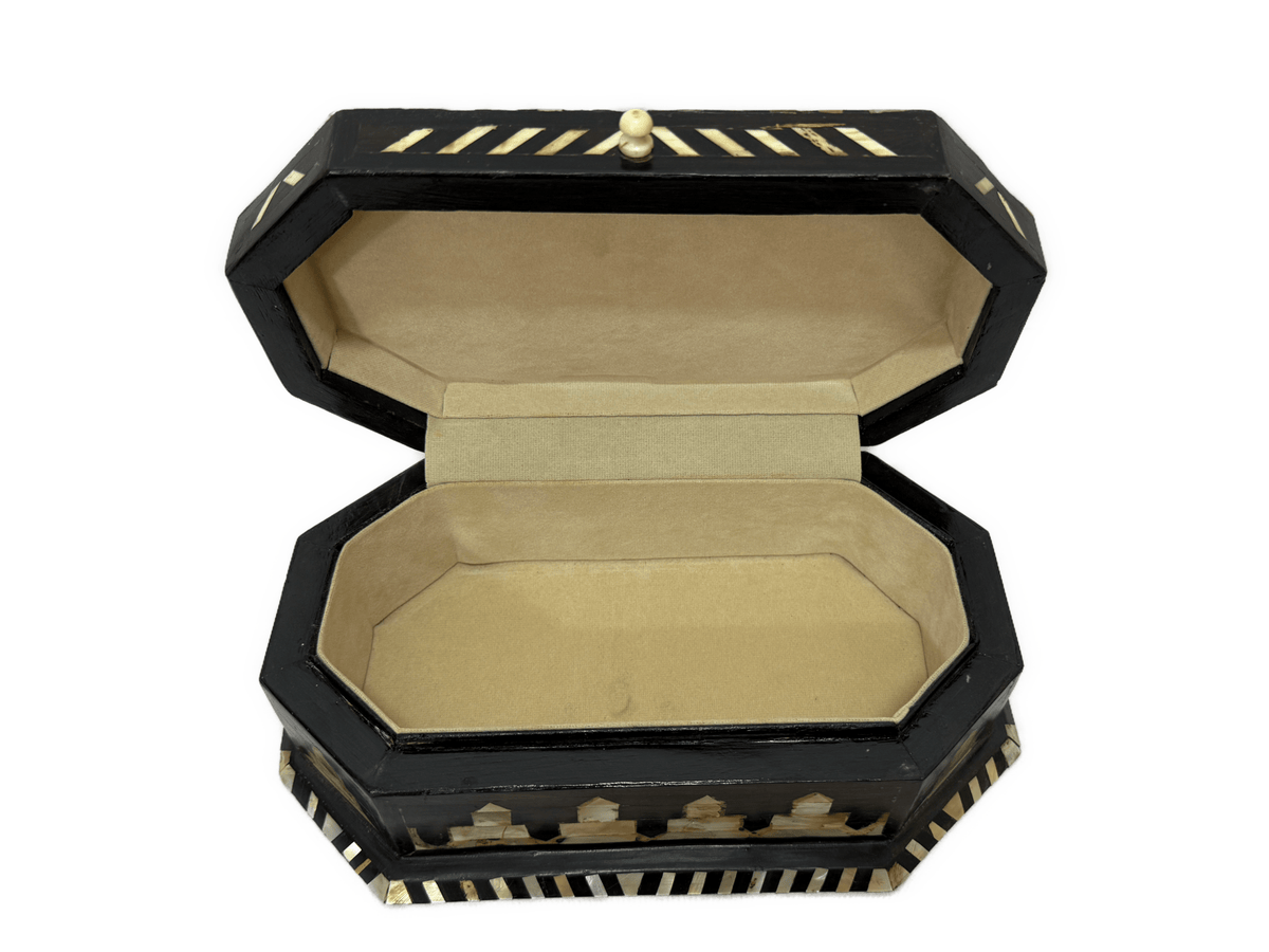 Handmade Mother of Pearl Jewelry Box, Wooden Inlay Keepsake Box, Egyptian Decor - Laila Hand Made Gifts