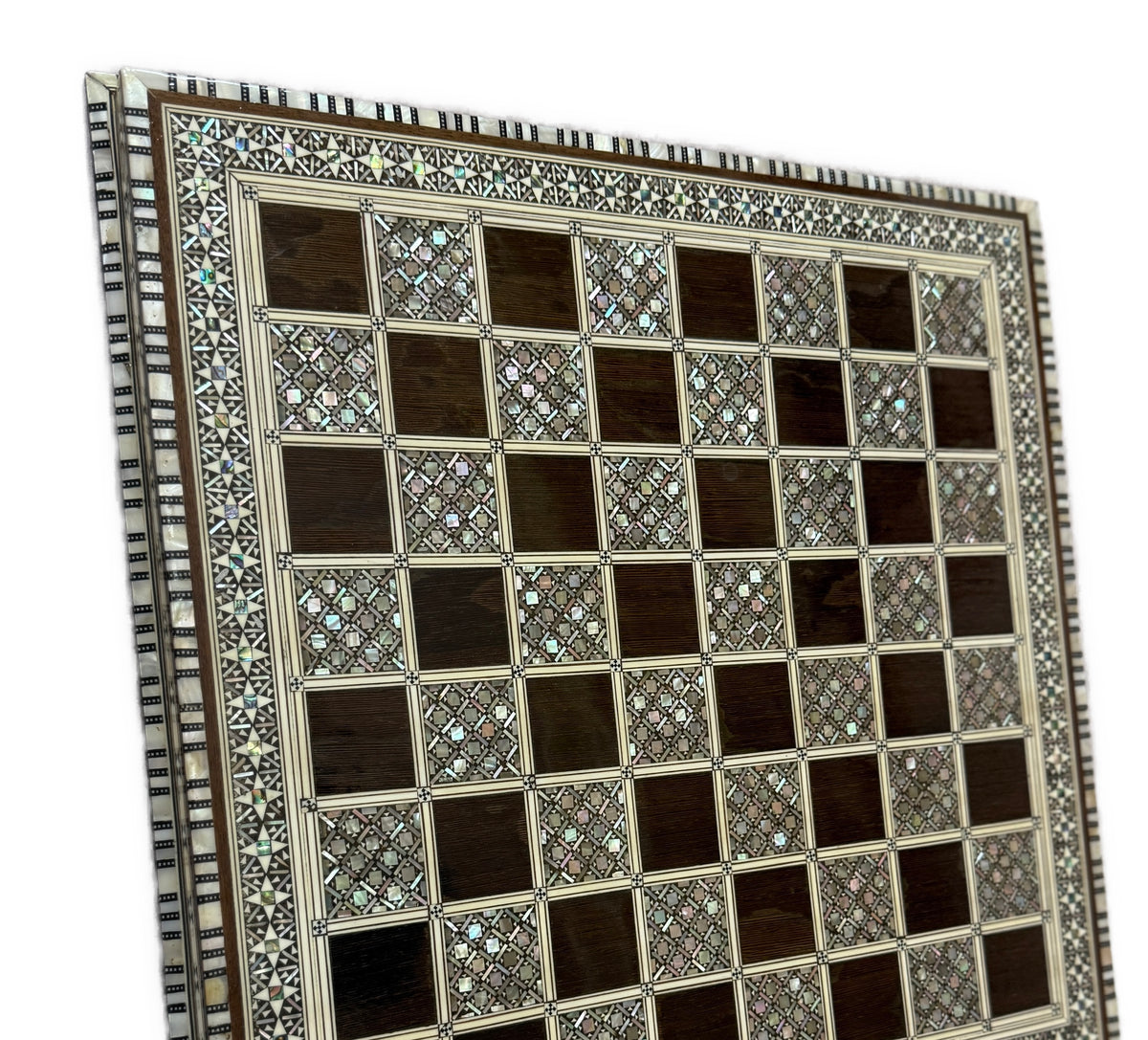 Handcrafted Mother of Pearl Chess Board – Egyptian Inlay Art