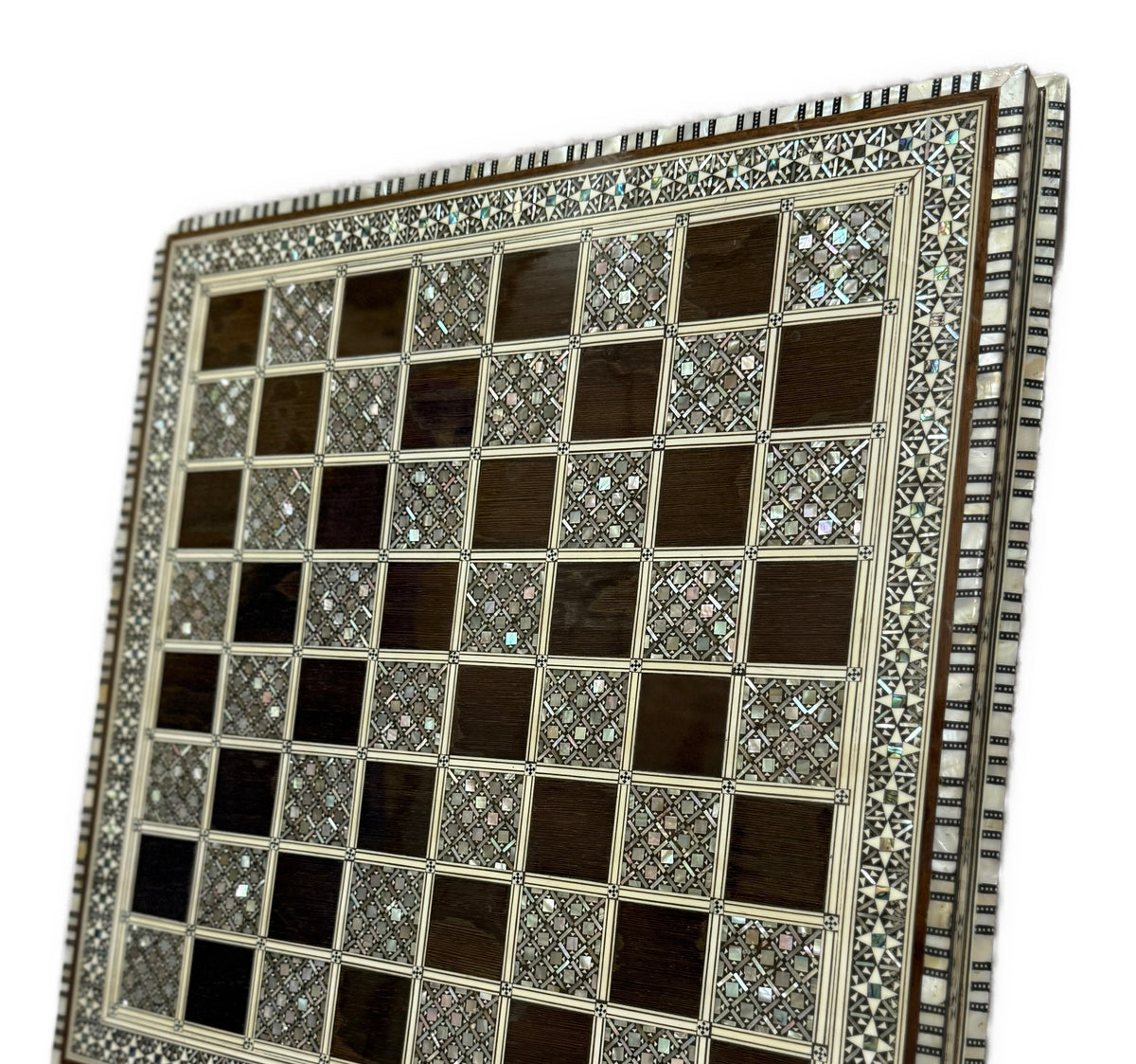 Handcrafted Mother of Pearl Chess Board – Egyptian Inlay Art