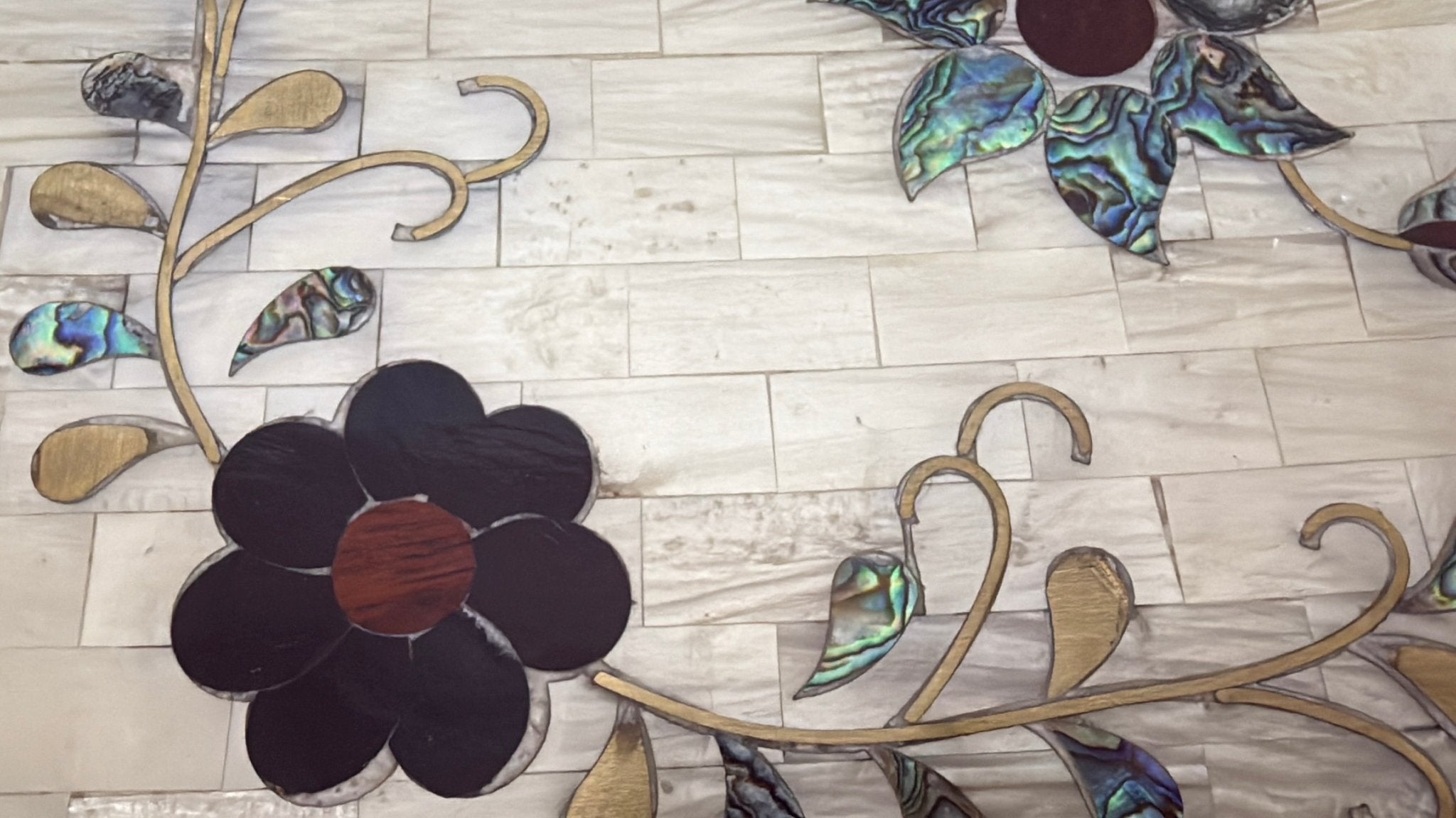 Handmade Mother of Pearl Jewelry Box Floral Inlay Wood Case - Laila Hand Made Gifts