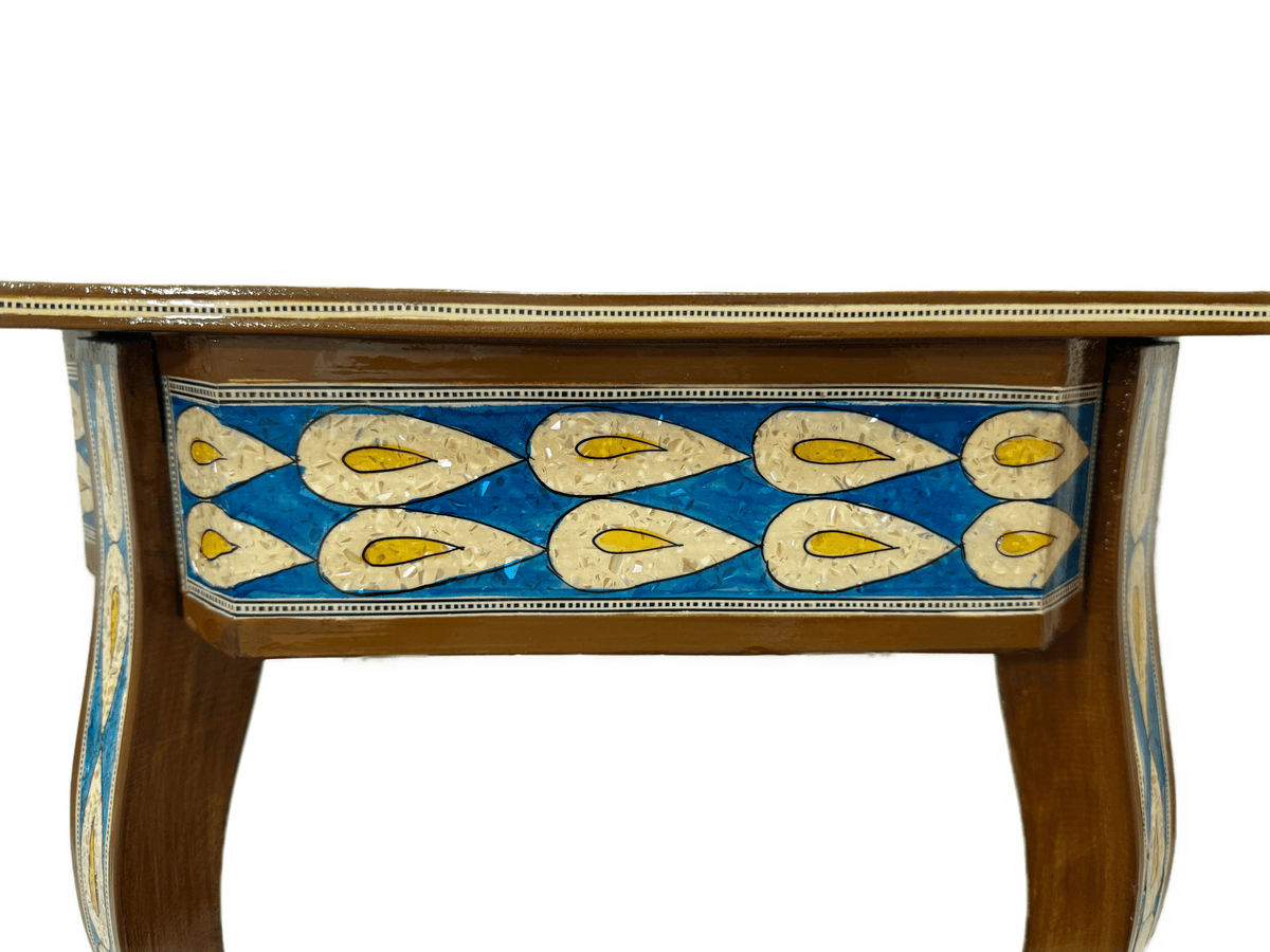 Handmade Shell Inlay End Table – Egyptian Wood Inlay - Laila Hand Made Gifts