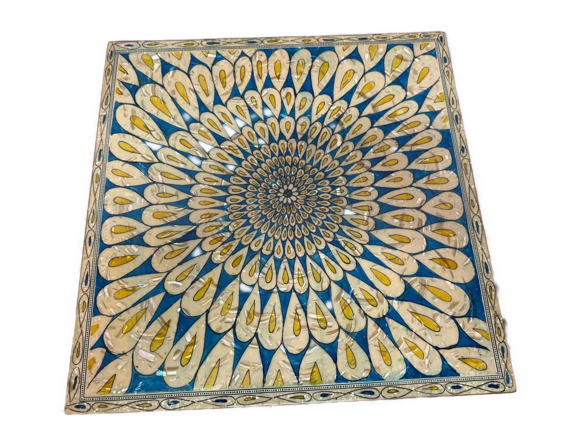 Handmade Shell Inlay End Table – Egyptian Wood Inlay - Laila Hand Made Gifts