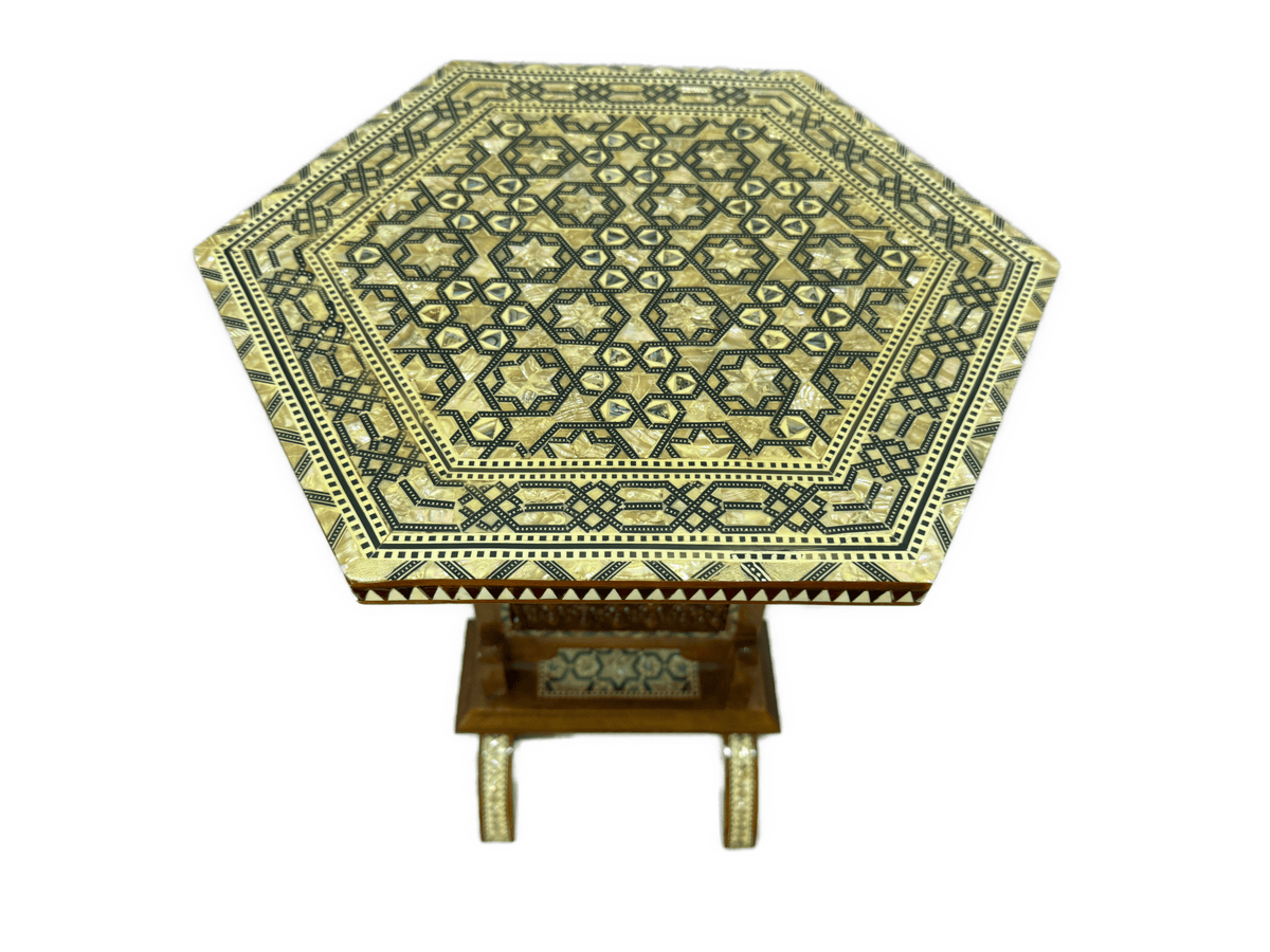 Handcrafted Inlay Side Table – Egyptian Arabesque Woodwork - Laila Hand Made Gifts
