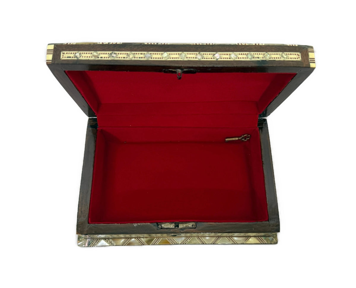 Handmade Shell Inlay Jewelry Box – Egyptian Geometric Design - Laila Hand Made Gifts