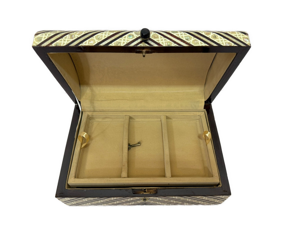 Handmade Shell Inlay Jewelry Box – Egyptian Geometric Design - Laila Hand Made Gifts
