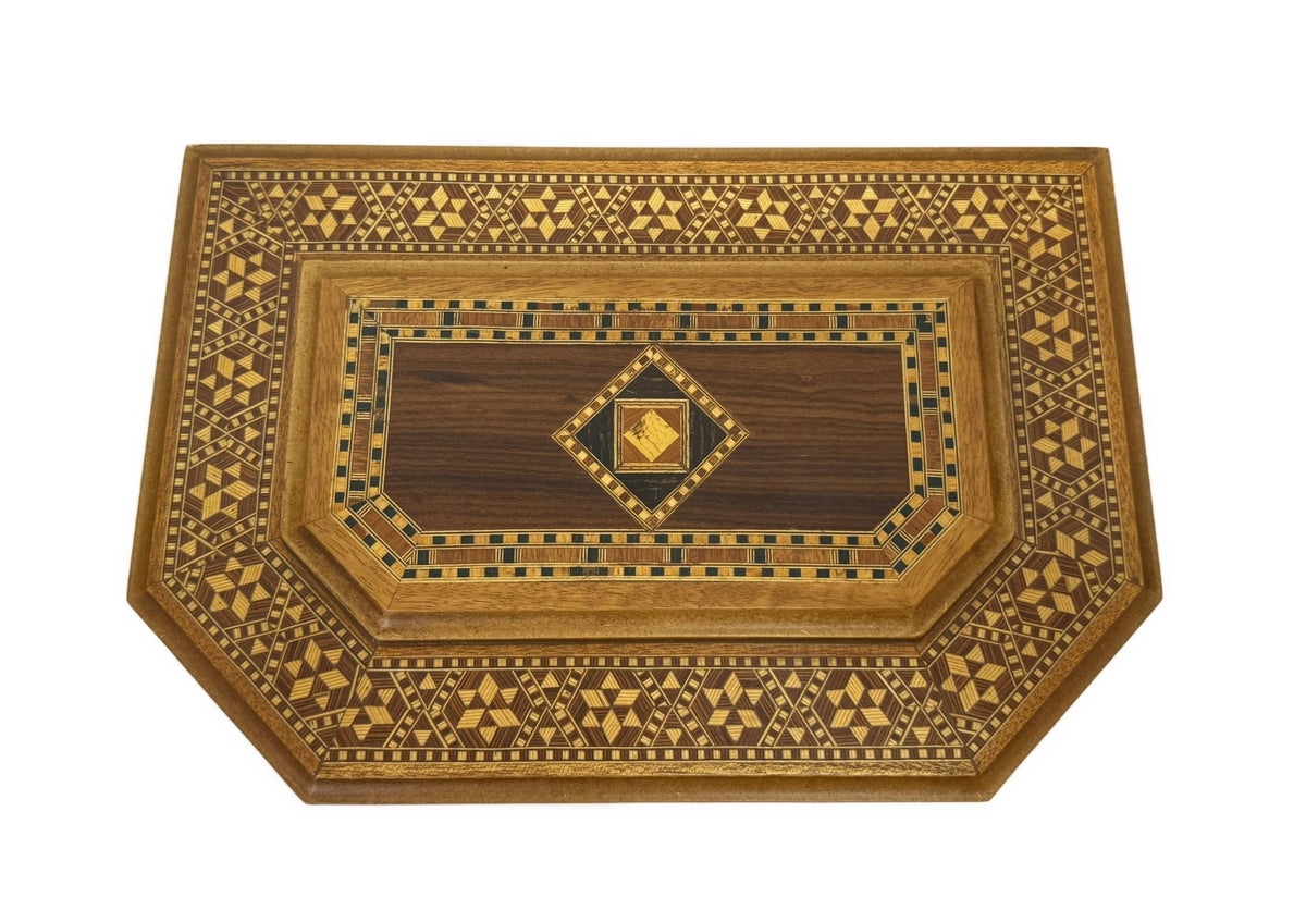 Handcrafted Wood Inlay Jewelry Box – Octagonal Marquetry - Laila Hand Made Gifts