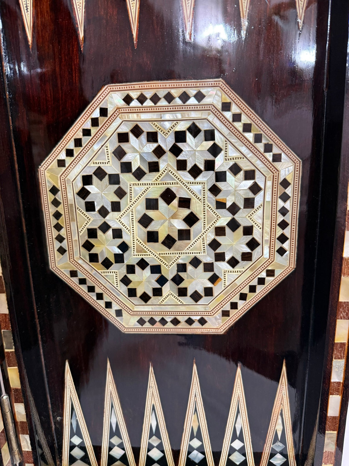 Handmade Wooden Backgammon Board – Mother of Pearl Inlay, Egyptian-Inspired Game Set - Laila Hand Made Gifts